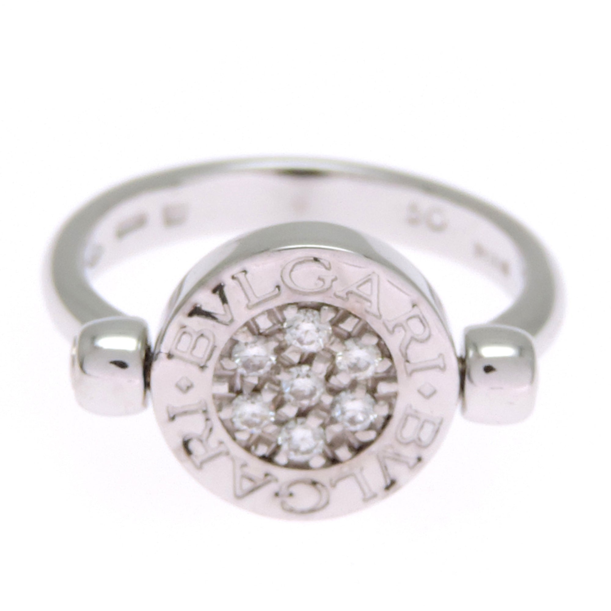 Bvlgari Silver Black White Gold (18K) Band Ring (Pre-Owned)