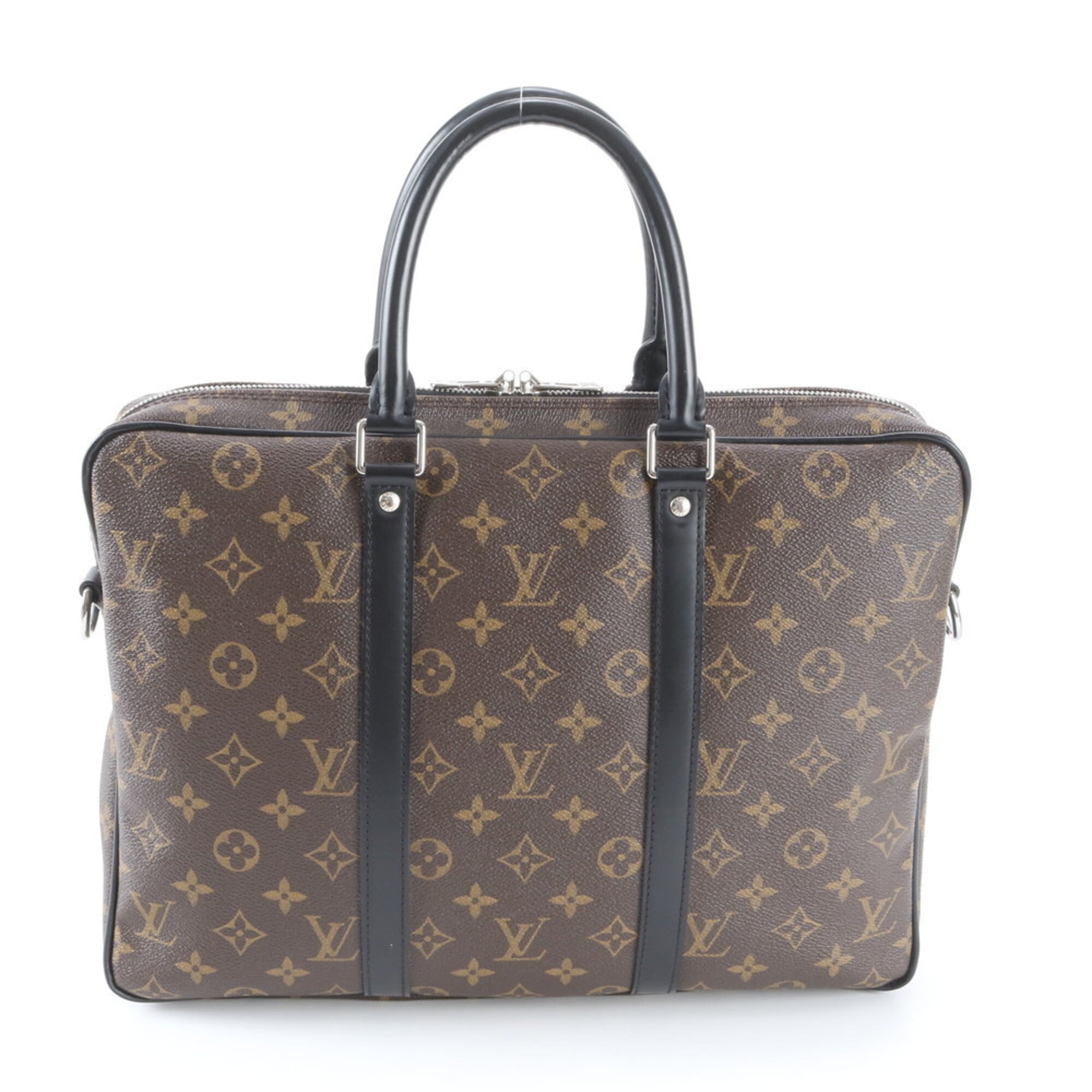 Louis Vuitton Black Brown Monogram Macassar Coated Canvas Leather Handbag (Pre-Owned)
