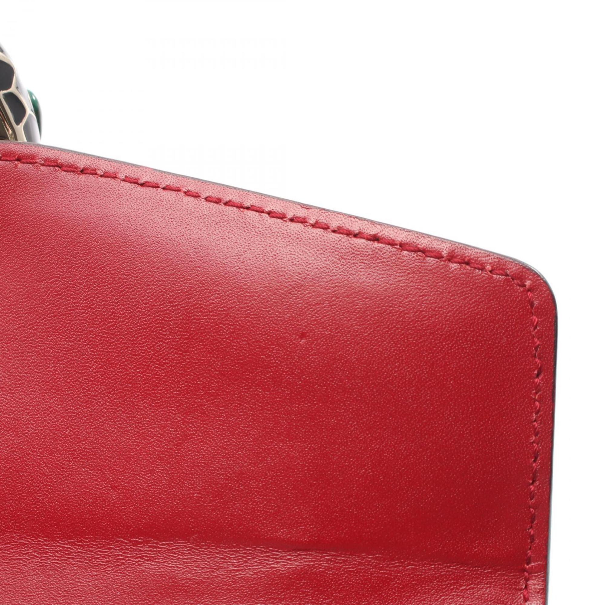 Bvlgari Red Color Leather Handbag Shoulder Bag (Pre-Owned)