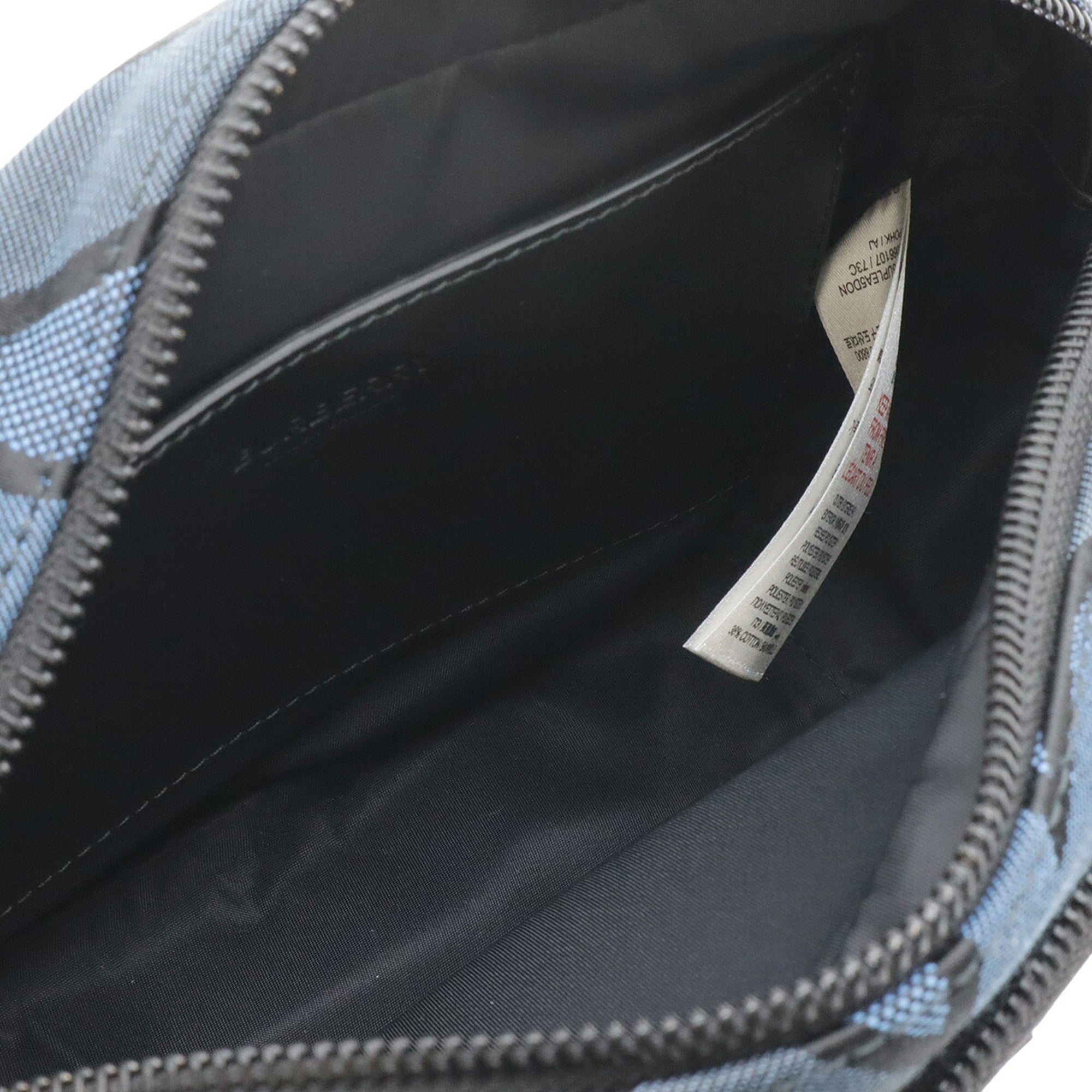 Burberry Black Blue Canvas Leather Shoulder Bag Sling Bag (Pre-Owned)