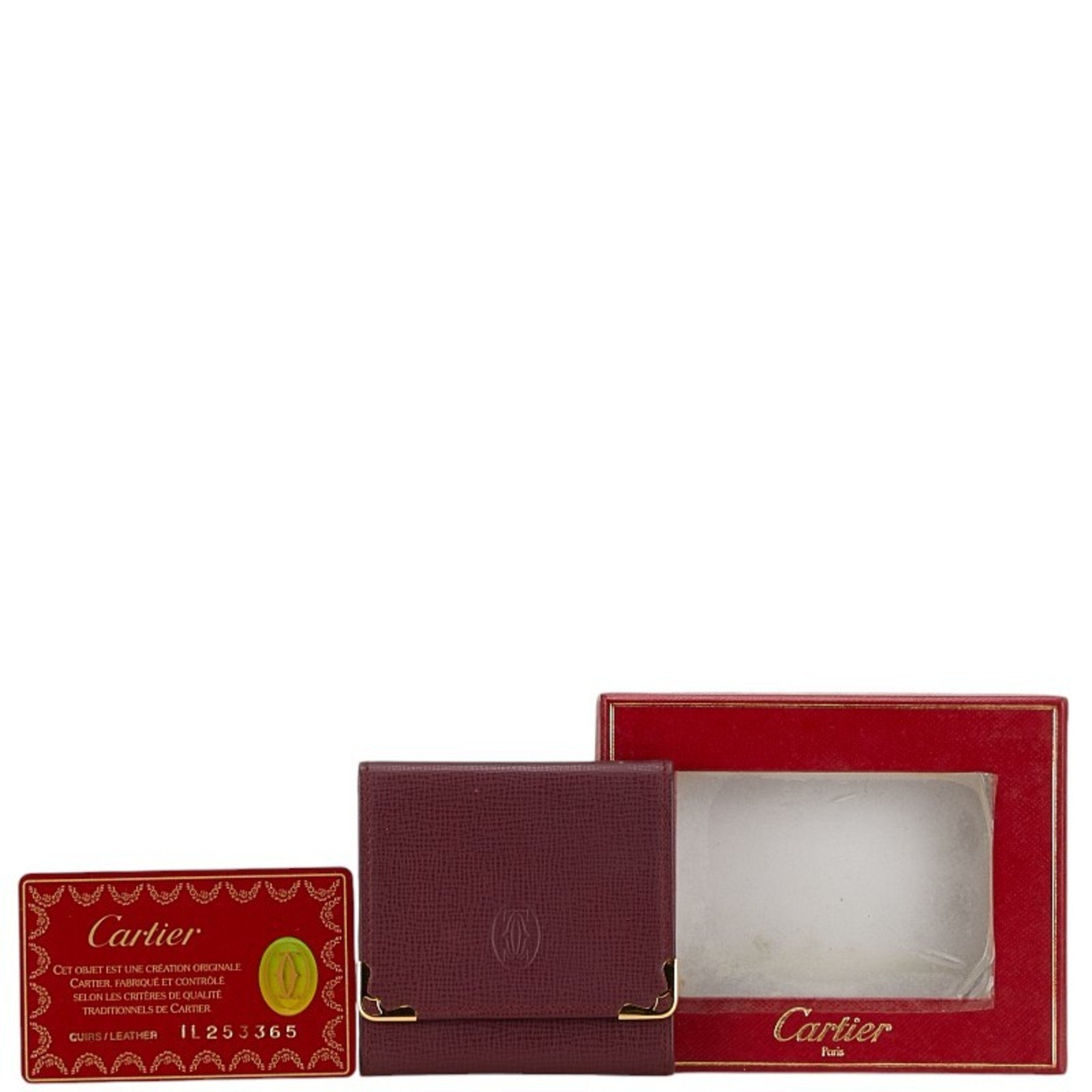 Cartier Bordeaux Wine Red Leather Coin Purse/Coin Case (Pre-Owned)