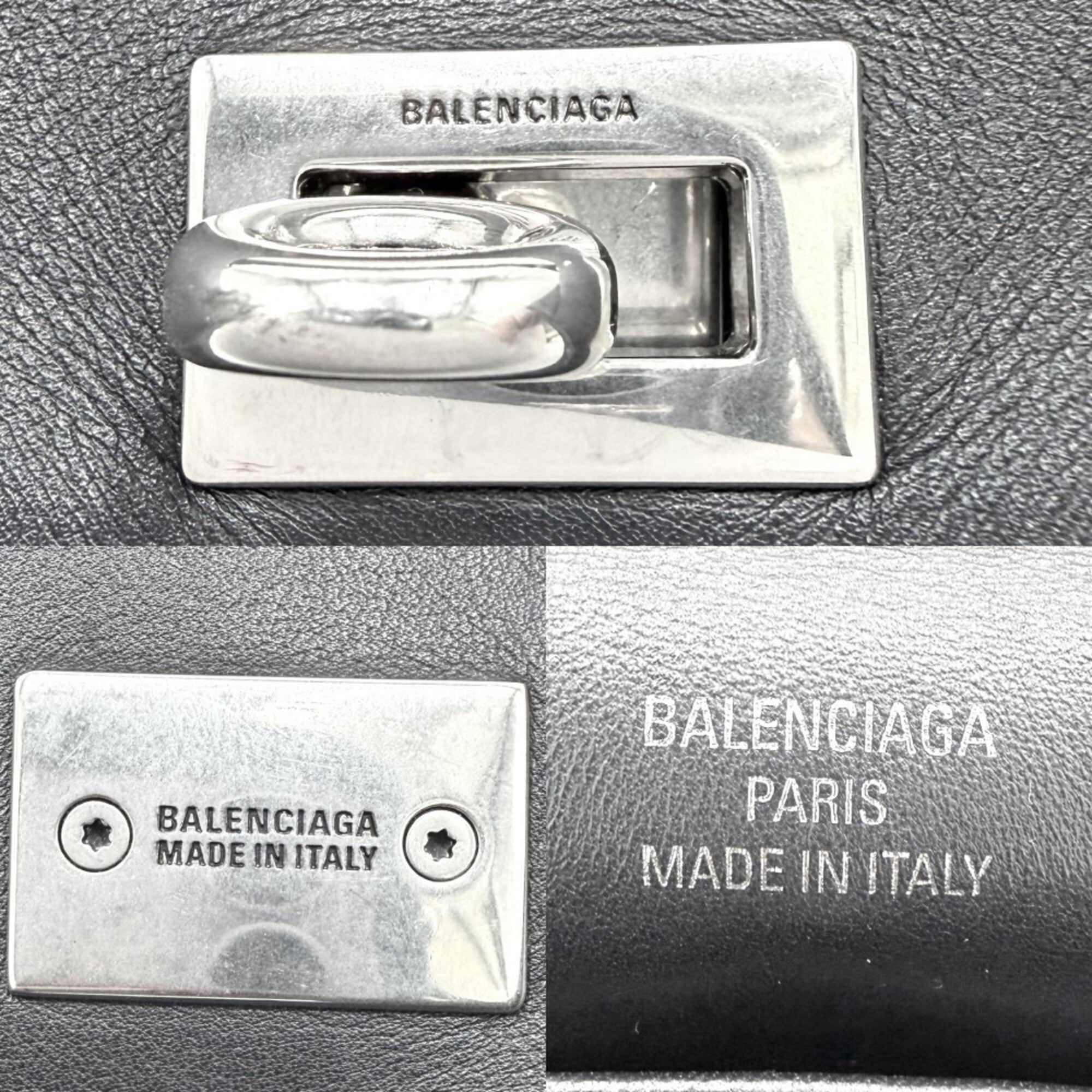 Balenciaga Black Leather Handbag Shoulder Bag (Pre-Owned)