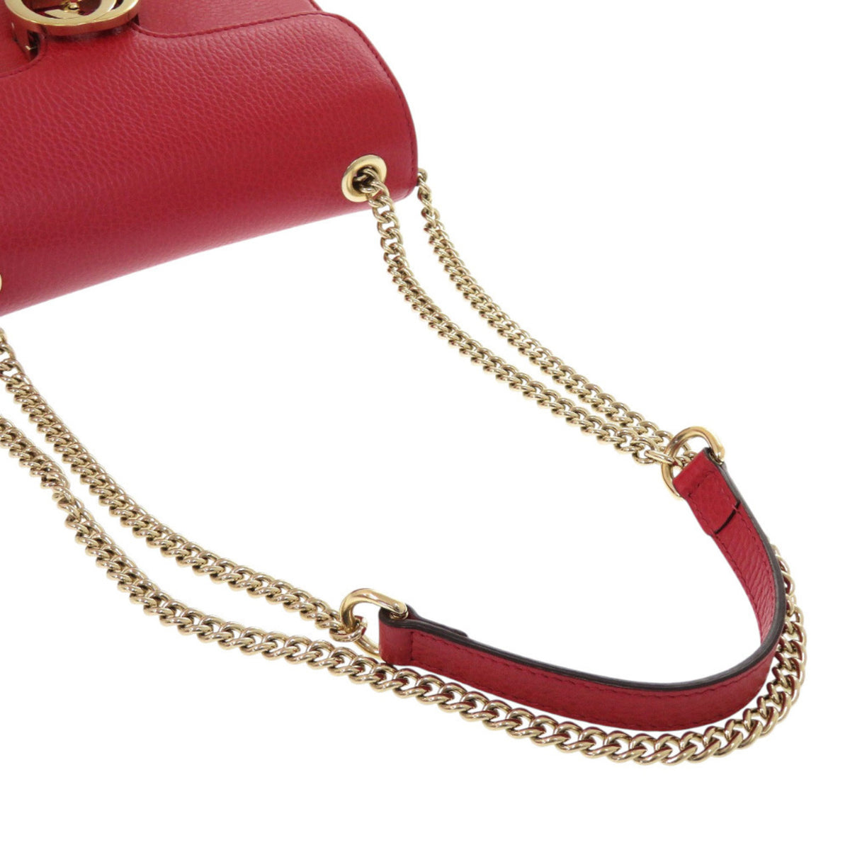 Gucci Red Color Leather Shoulder Bag (Pre-Owned)