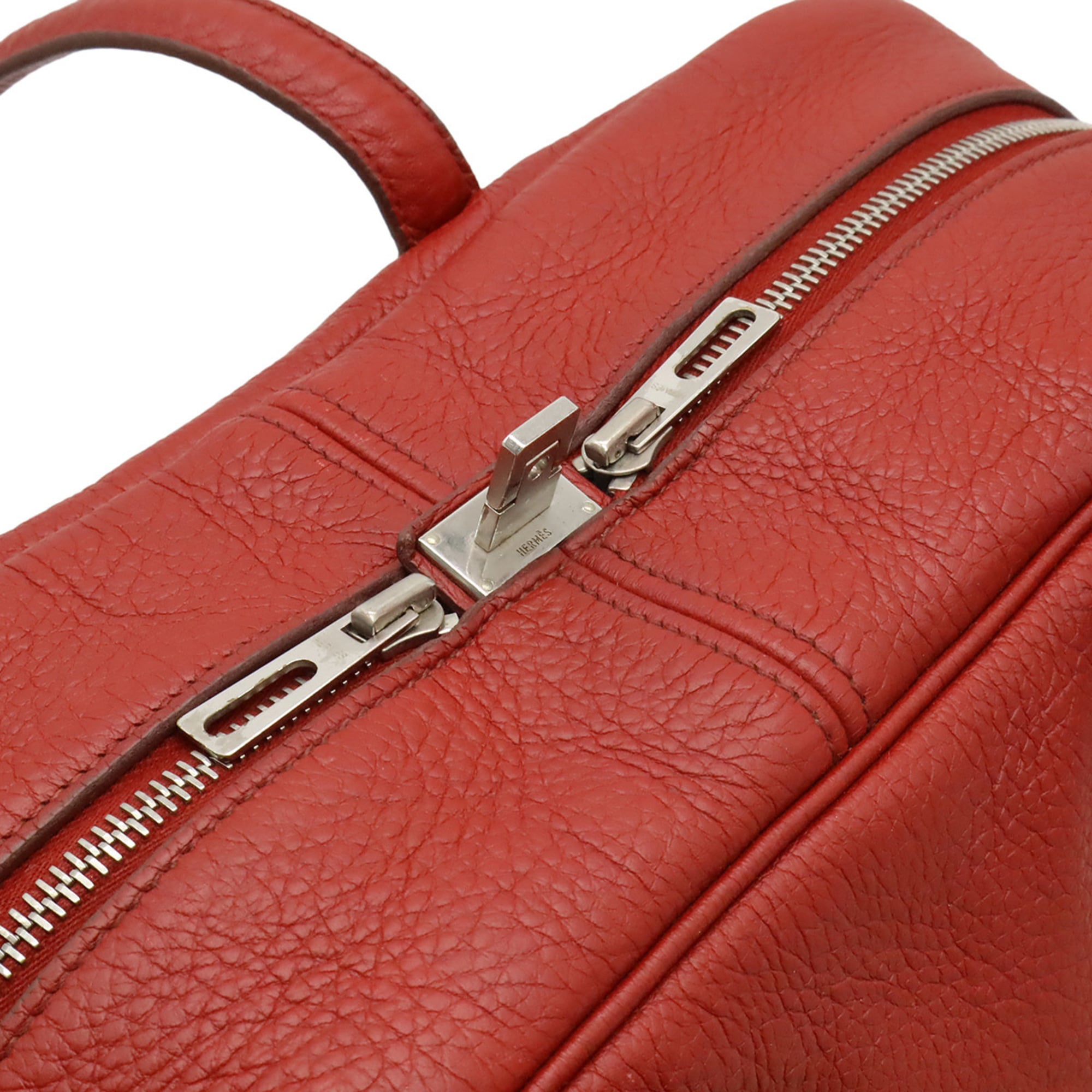 Hermes Red Color Taurillon Clemence Leather Handbag Shoulder Bag (Pre-Owned)