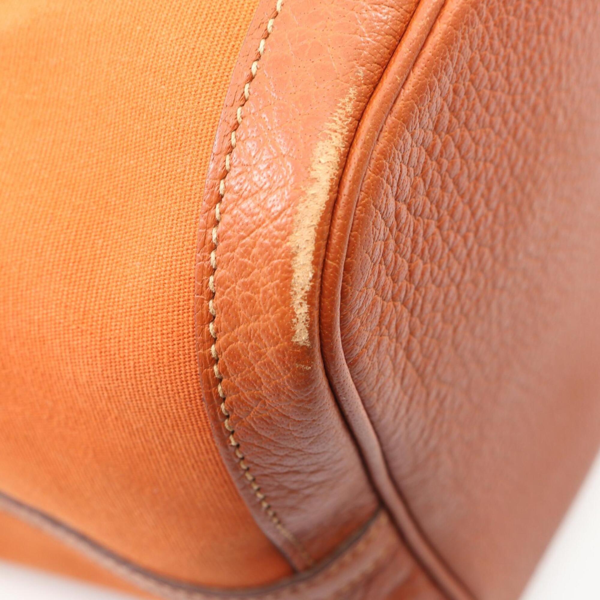 Hermes Brown Potiron Buffalo Leather Toile Officier Handbag Tote Bag (Pre-Owned)