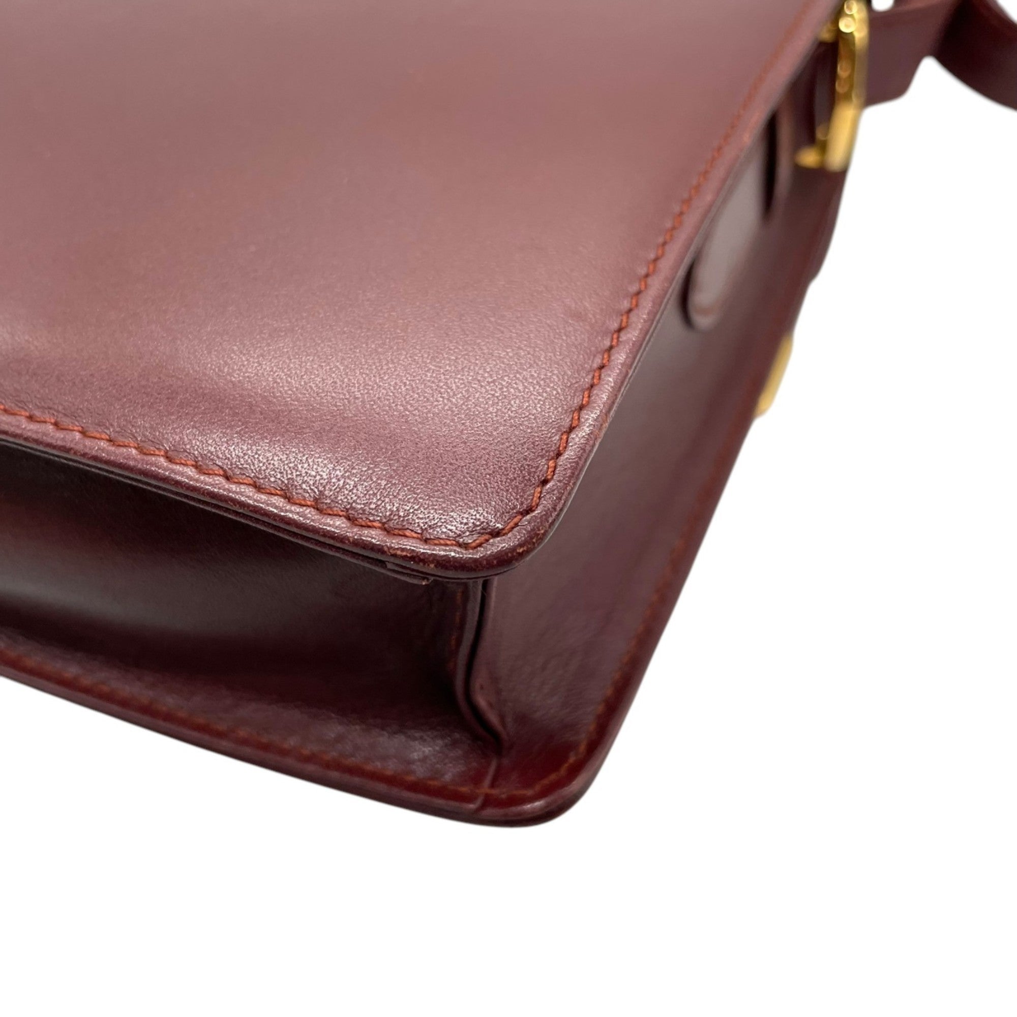 Cartier Bordeaux Wine Red Leather Shoulder Bag (Pre-Owned)