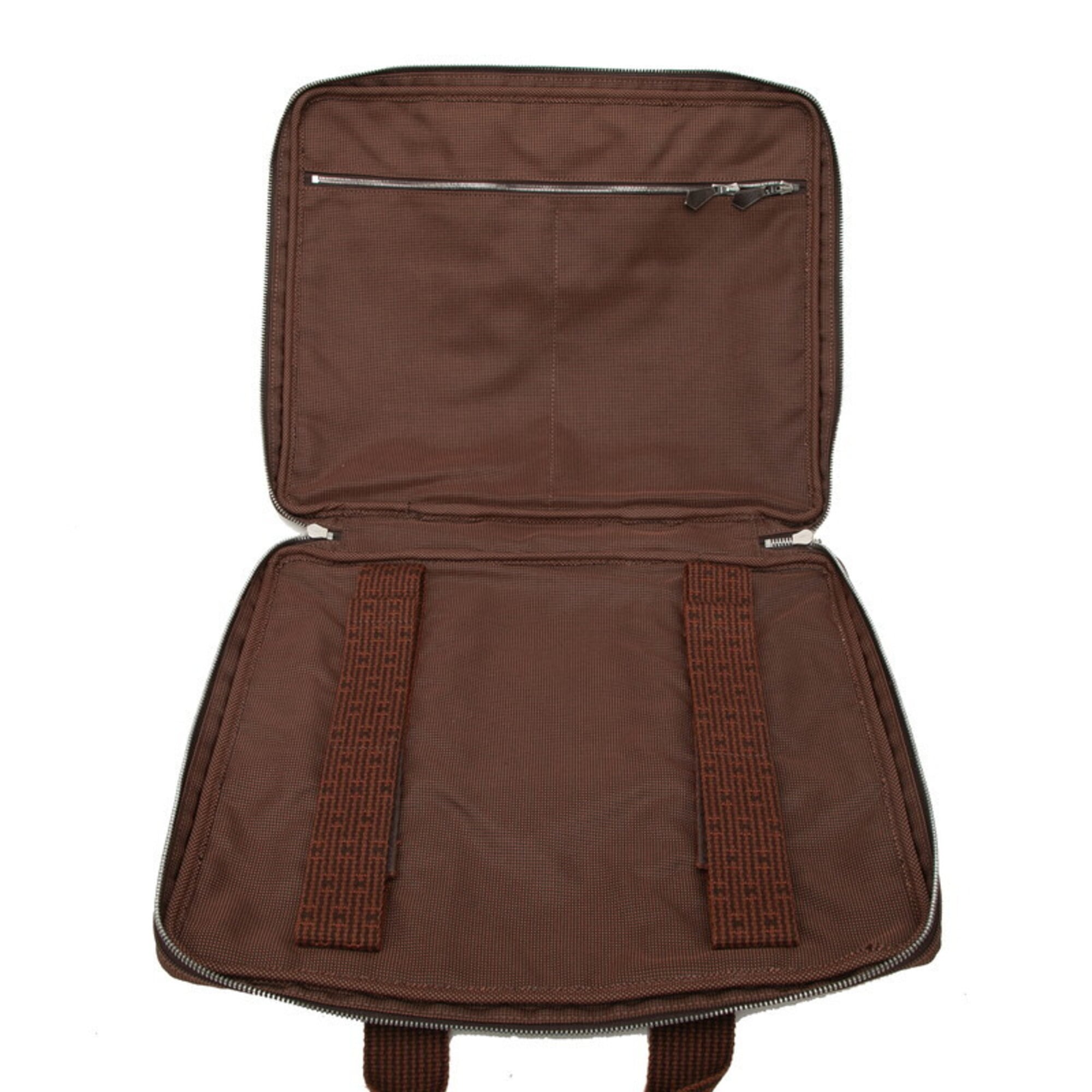 Hermes Brown Canvas Briefcase Handbag Shoulder Bag (Pre-Owned)