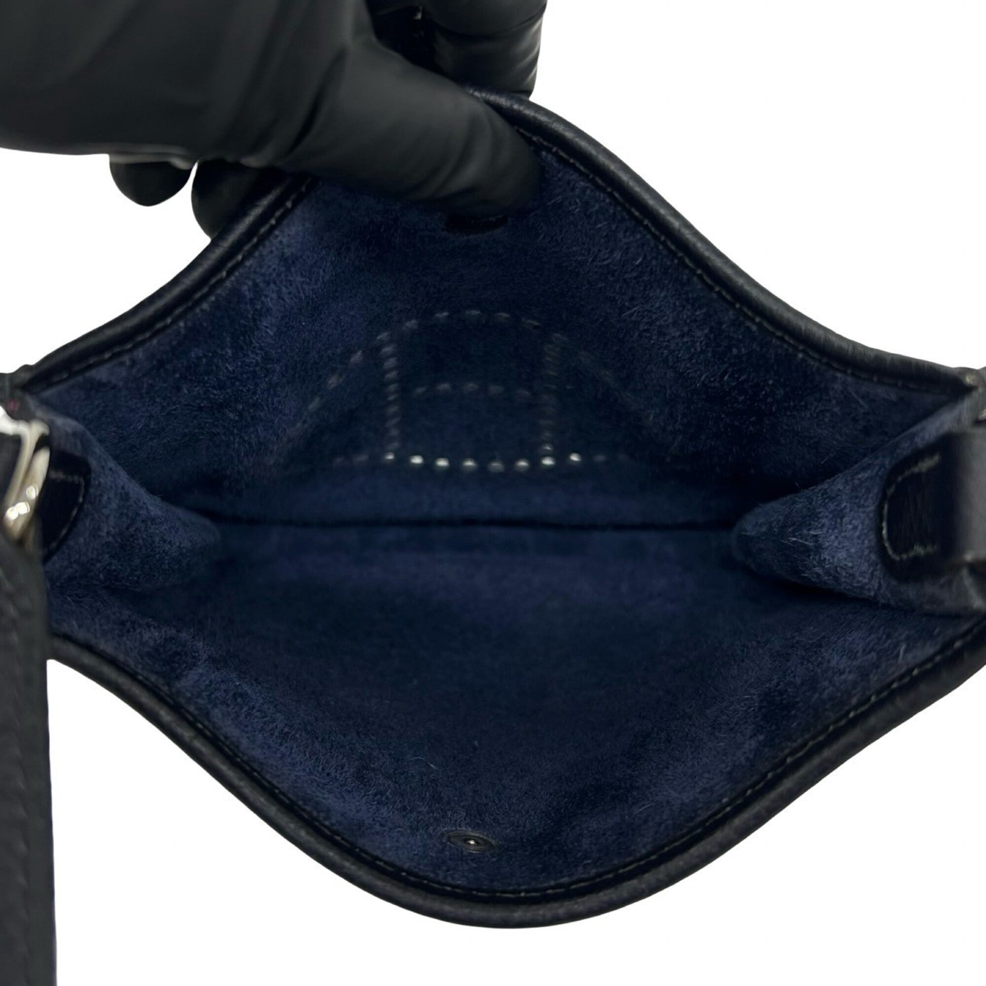 Hermes Navy Taurillon Clemence Leather Pochette Shoulder Bag (Pre-Owned)