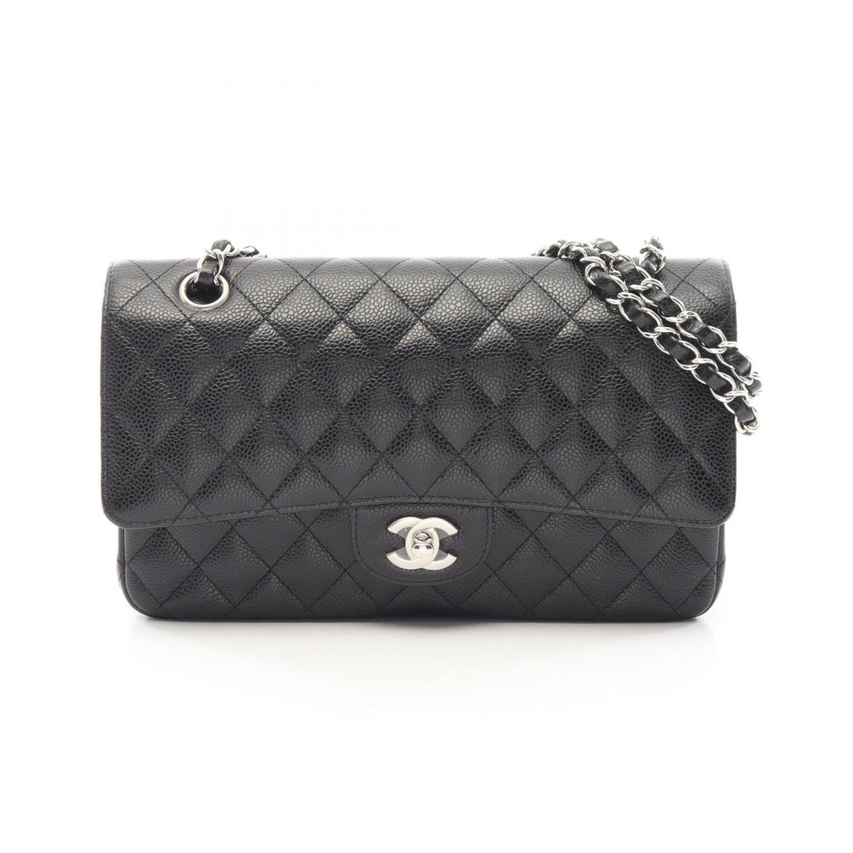 Chanel Black Grained Calfskin Handbag Shoulder Bag (Pre-Owned)