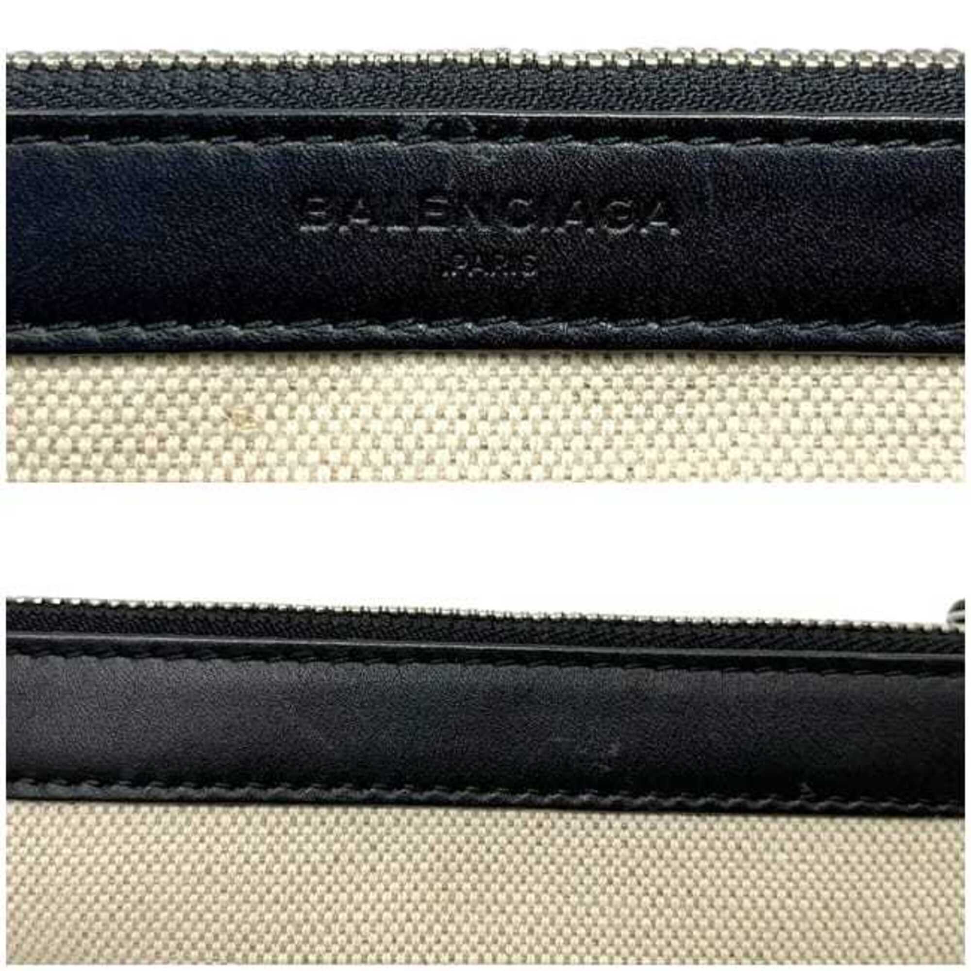 Balenciaga Black White Canvas Leather Tote Bag (Pre-Owned)