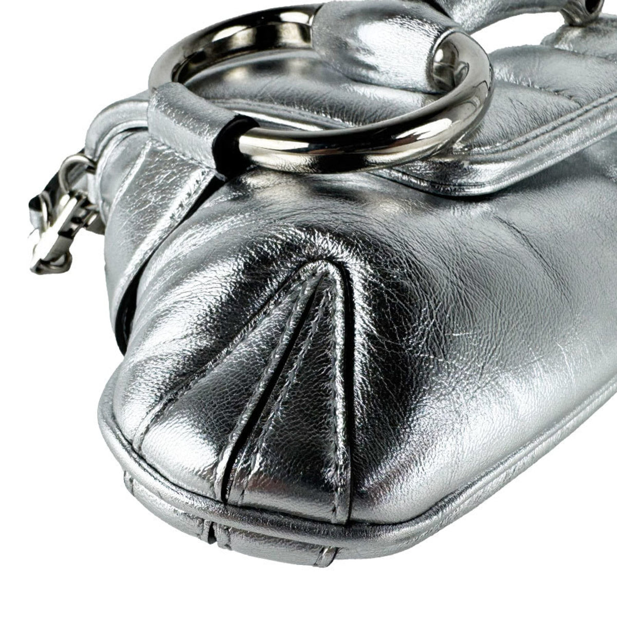 Gucci Silver Leather Shoulder Bag (Pre-Owned)