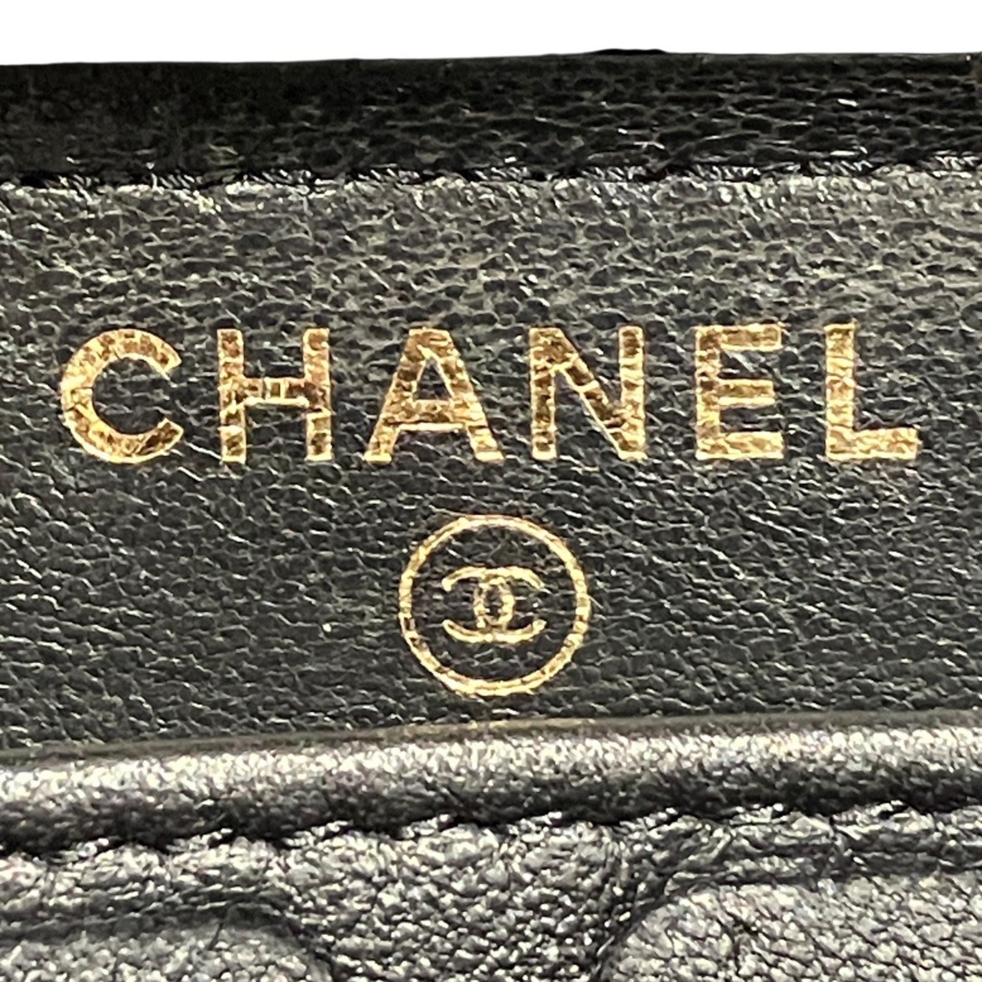 Chanel Black Leather Long Wallet (Bi-Fold) (Pre-Owned)