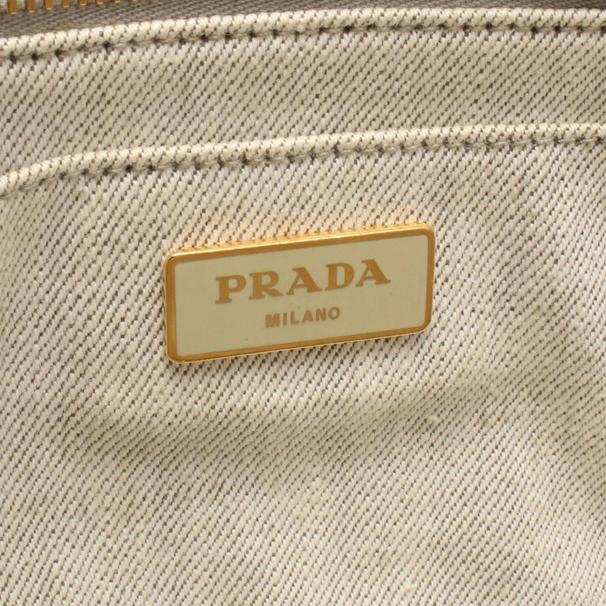 Prada Gray Canvas Handbag Tote Bag (Pre-Owned)