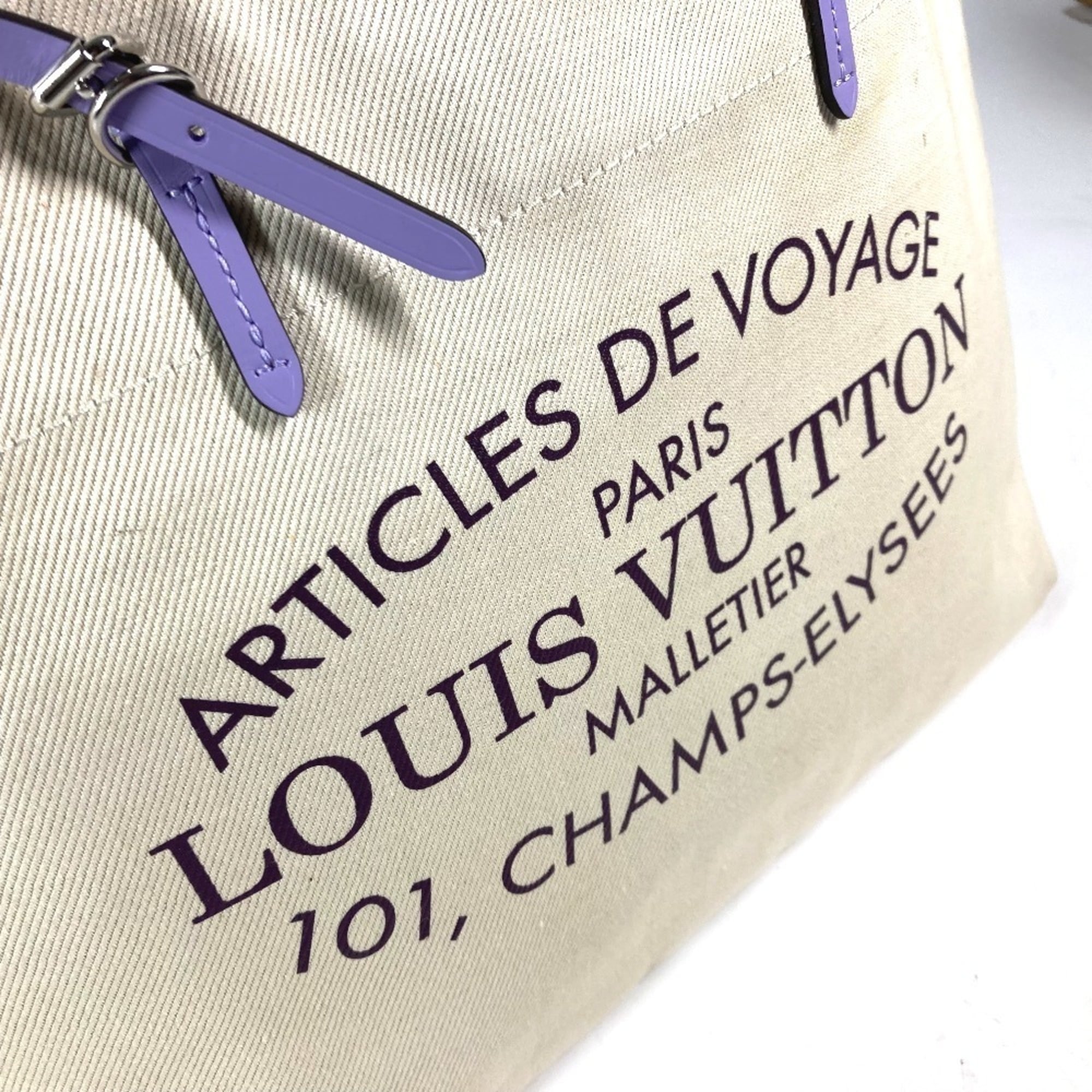 Louis Vuitton Beige Lilac Purple Leather Canvas Shoulder Bag (Pre-Owned)