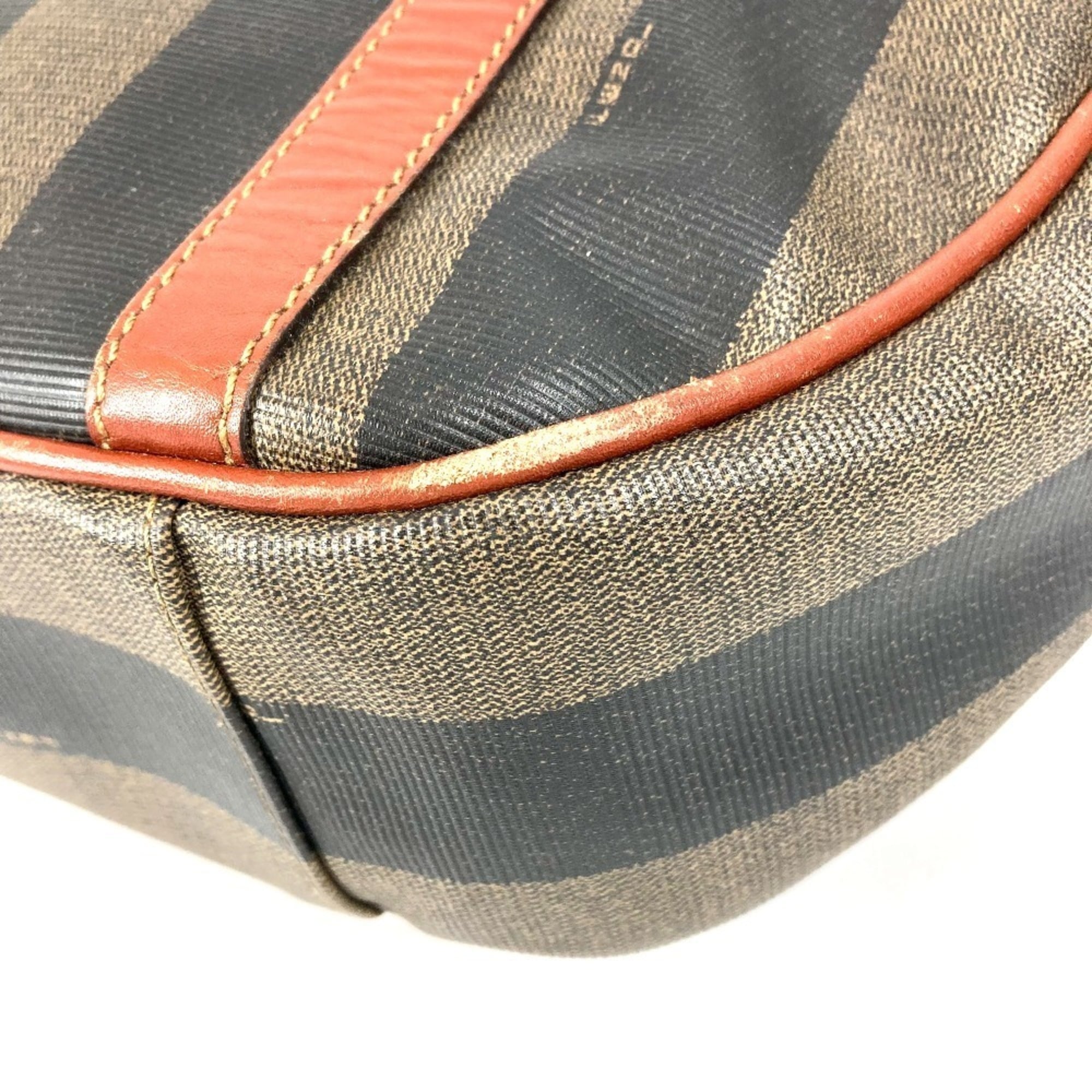 Fendi Pequin Brown Khaki Pvc Leather Handbag Tote Bag (Pre-Owned)