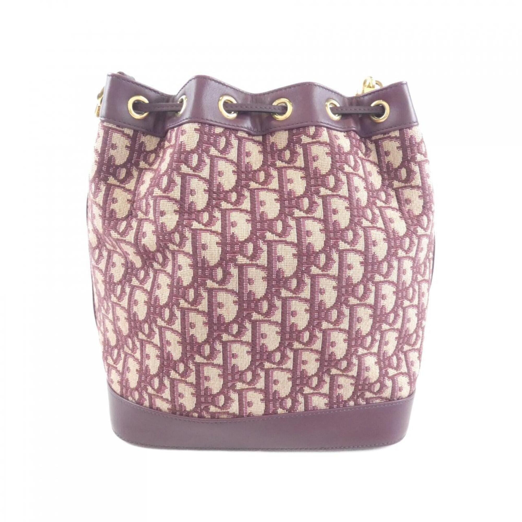 Christian Dior Burgundy Canvas Shoulder Bag (Pre-Owned)