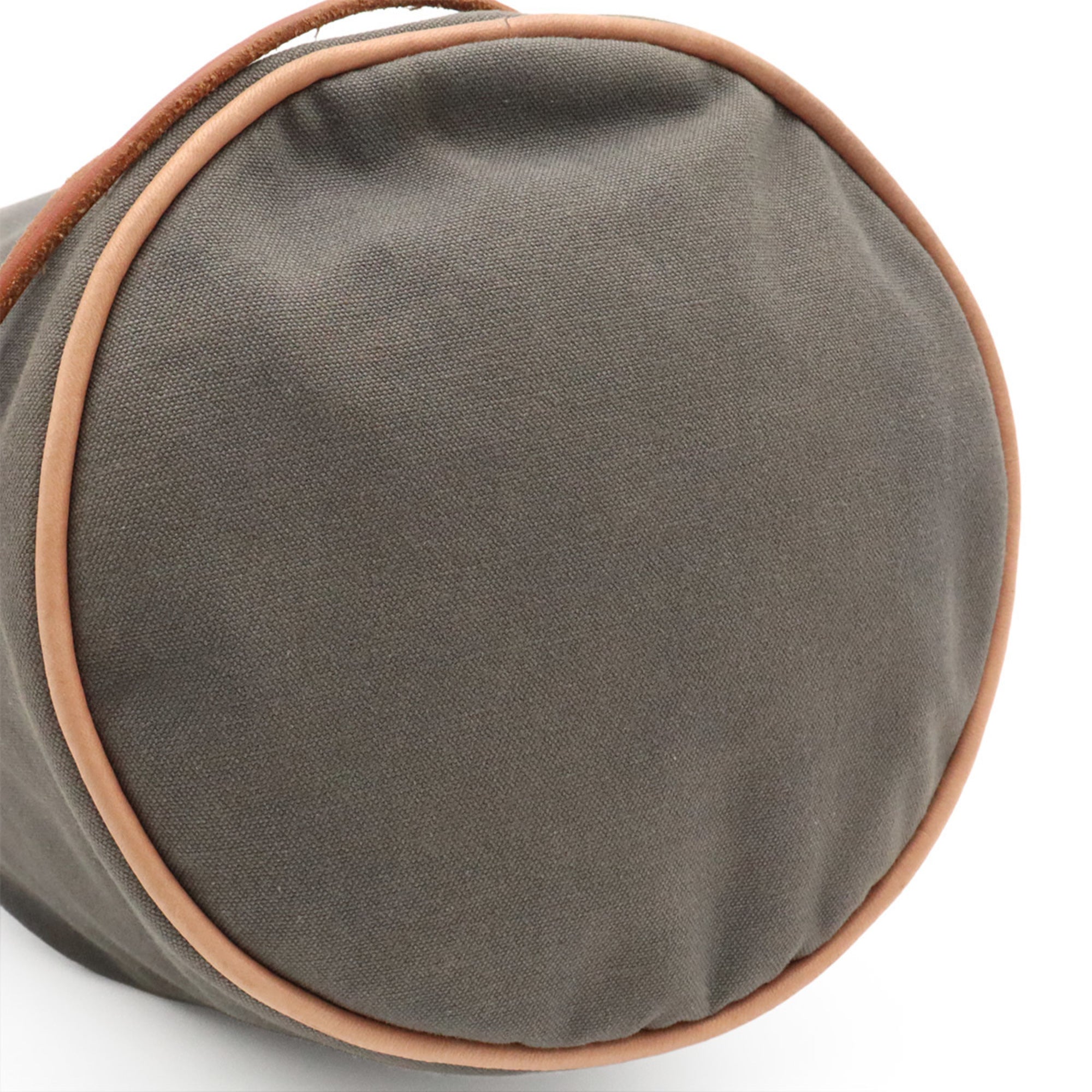 Hermes Gray Canvas Leather Shoulder Bag (Pre-Owned)