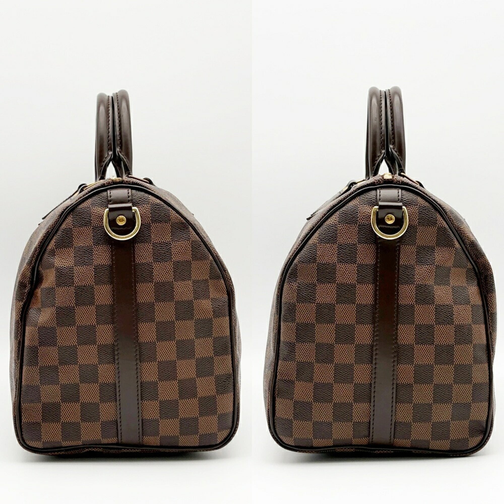 Louis Vuitton Damier Ebene Damier Canvas Leather Boston Bag Shoulder Bag (Pre-Owned)