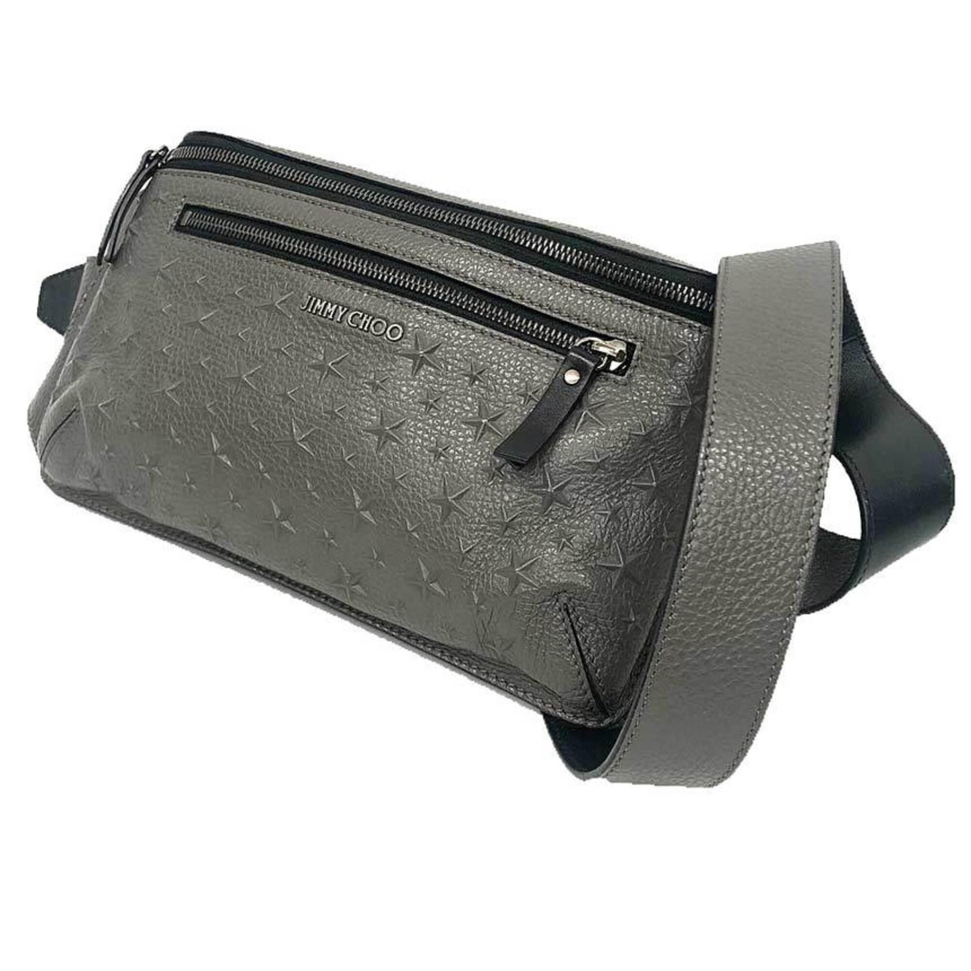 Jimmy Choo Gray Leather Shoulder Bag Sling Bag (Pre-Owned)