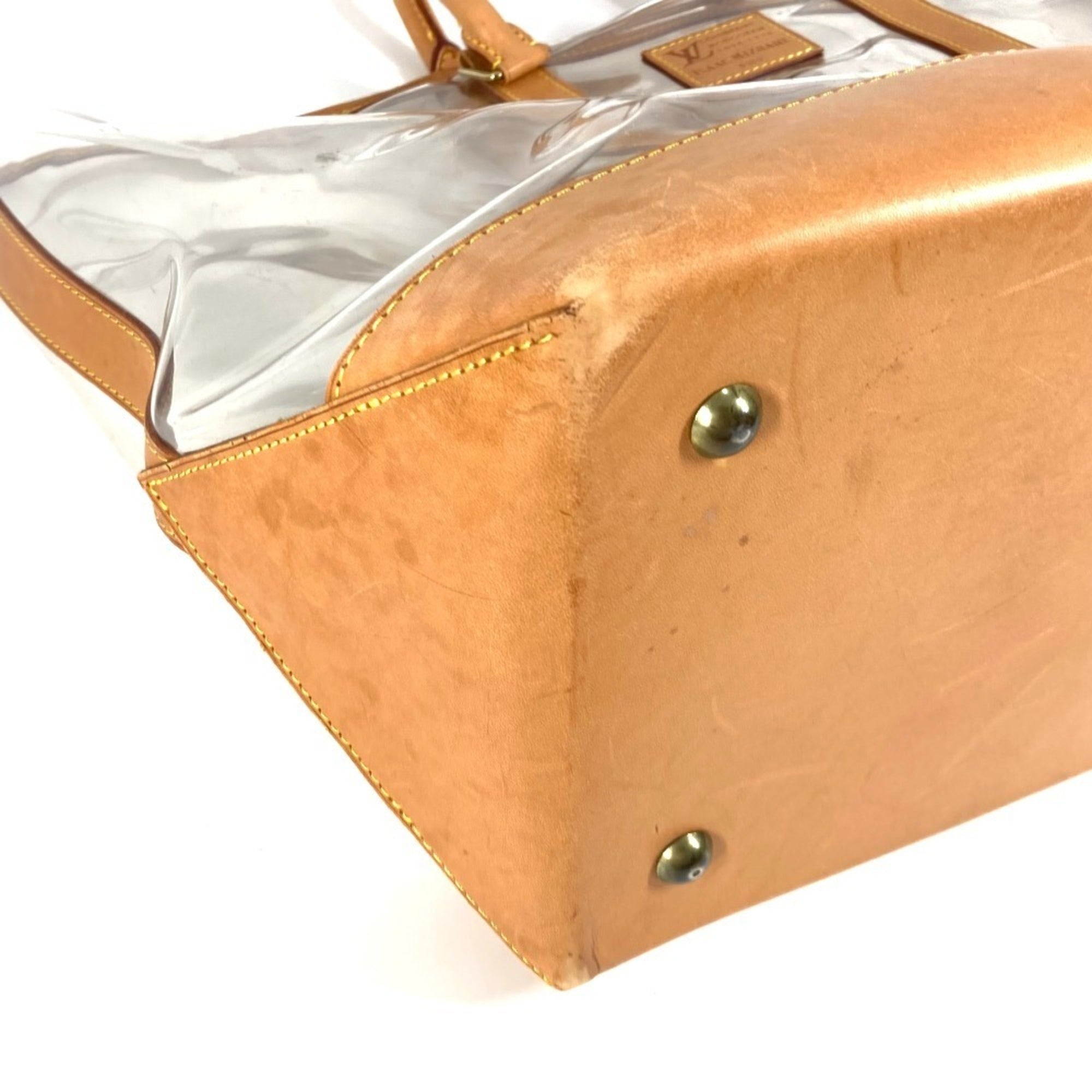 Louis Vuitton Beige Clear Vinyl Leather Shoulder Bag Tote Bag (Pre-Owned)