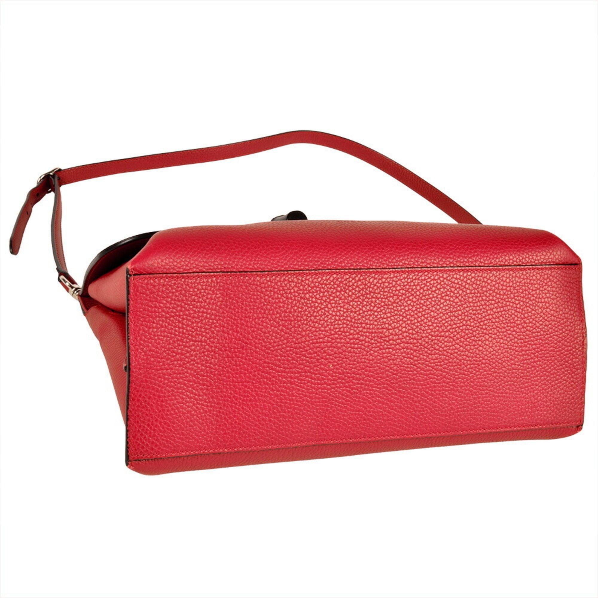 Gucci Daily Red Color Leather Bamboo Handbag (Pre-Owned)