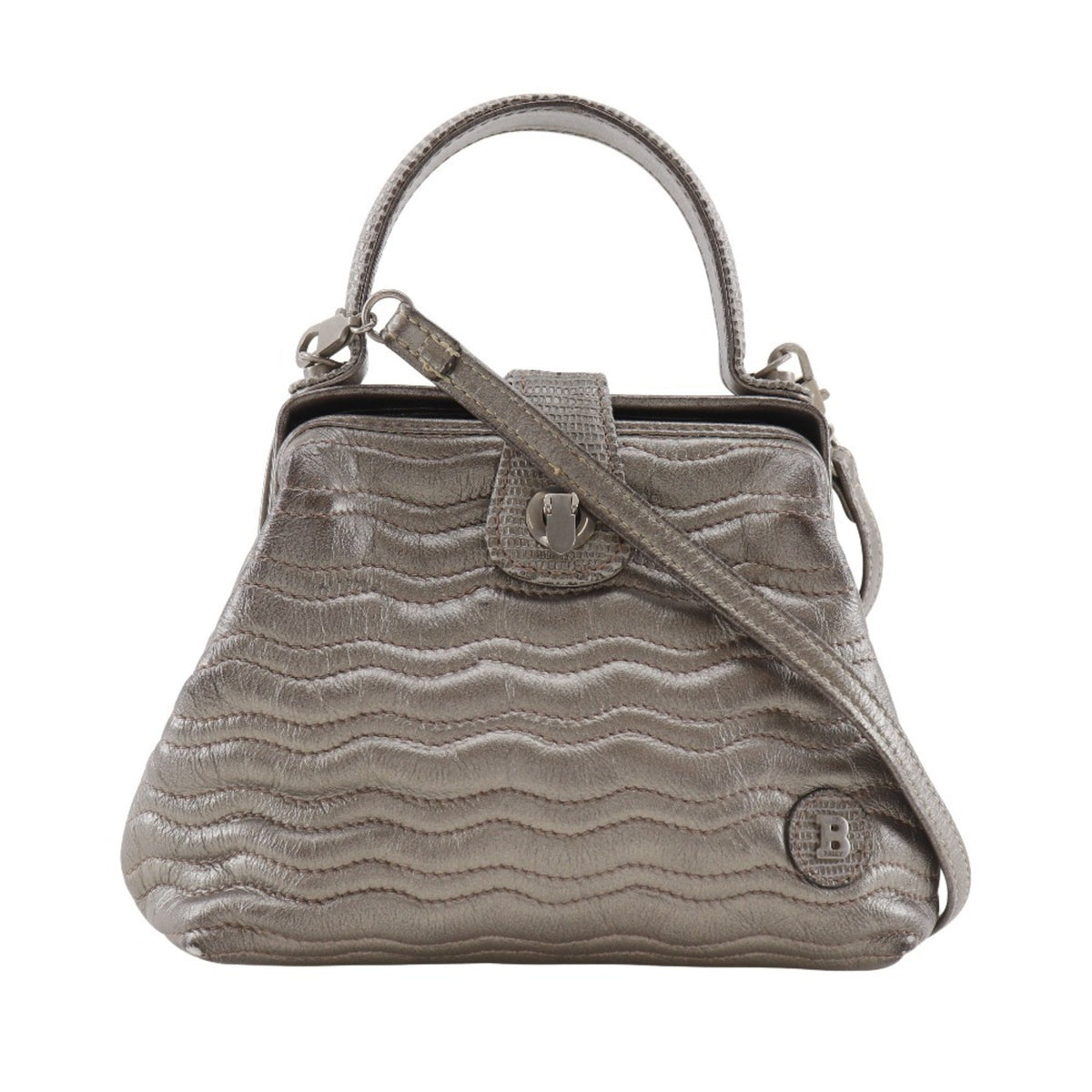 Bally Bronze Leather Handbag (Pre-Owned)