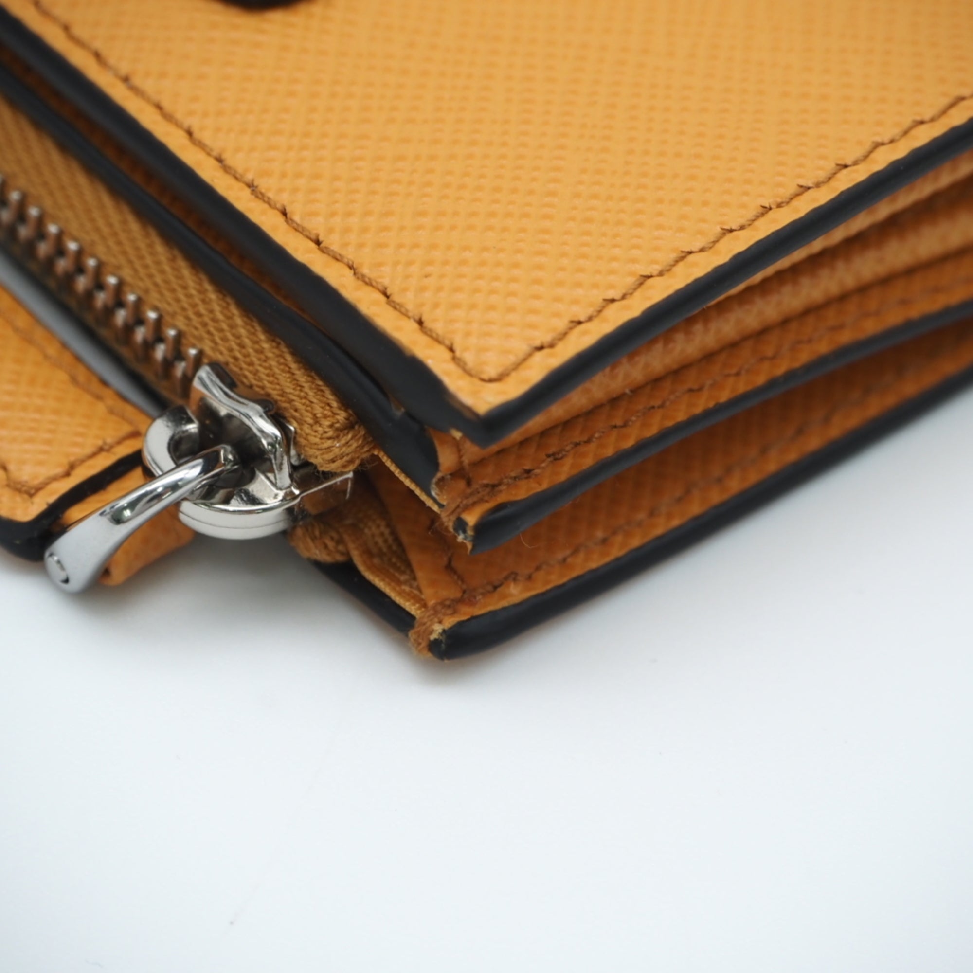 Prada Orange Saffiano Triangle Wallet (Bi-Fold) (Pre-Owned)