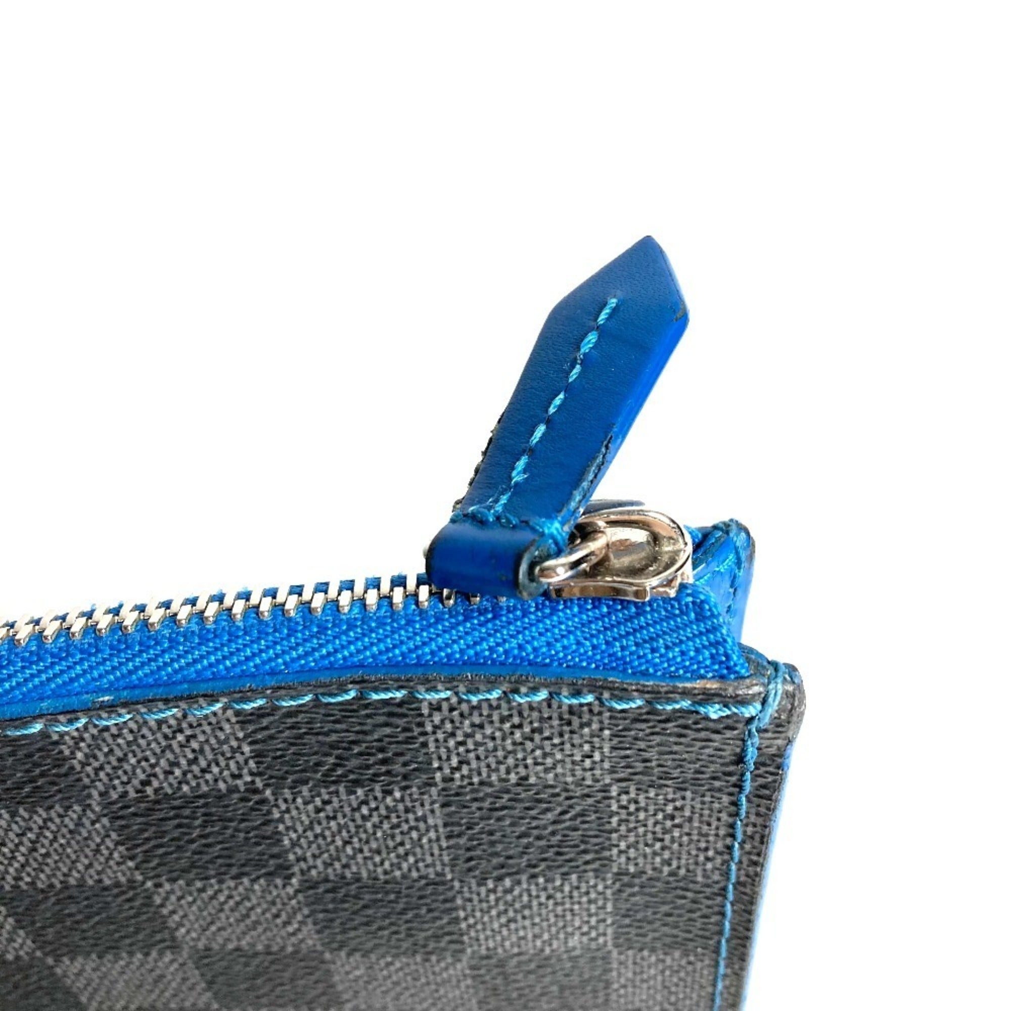 Louis Vuitton Black Blue Damier Graphite Clutch Bag Pochette Pouch (Pre-Owned)