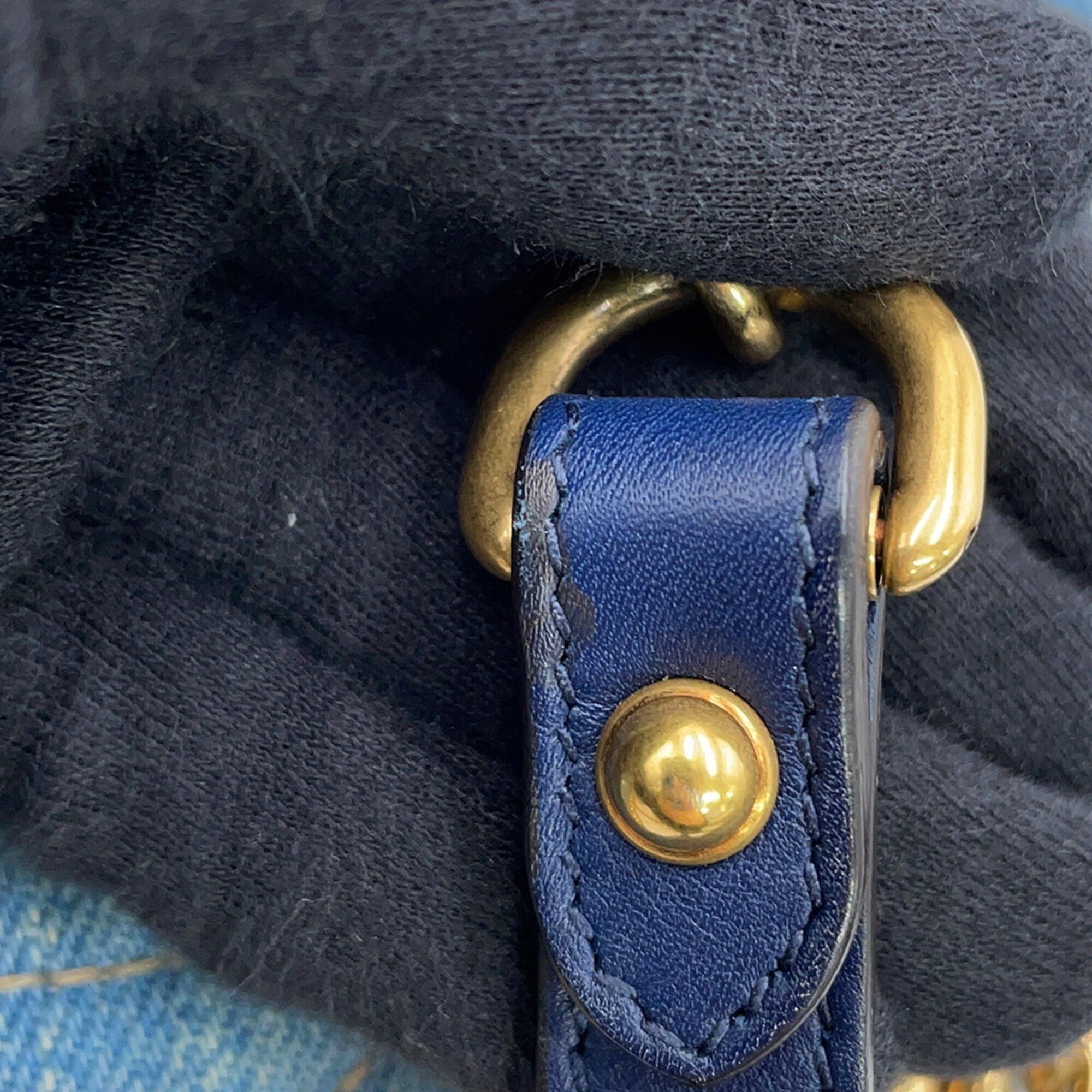 Gucci Gg Marmont Blue Denim Leather Handbag Shoulder Bag (Pre-Owned)