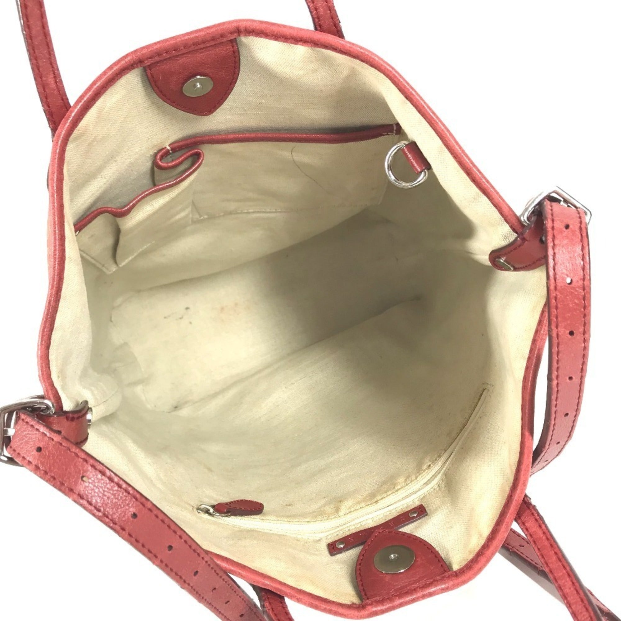 Celine Red Color Leather Coated Canvas Shoulder Bag Tote Bag (Pre-Owned)