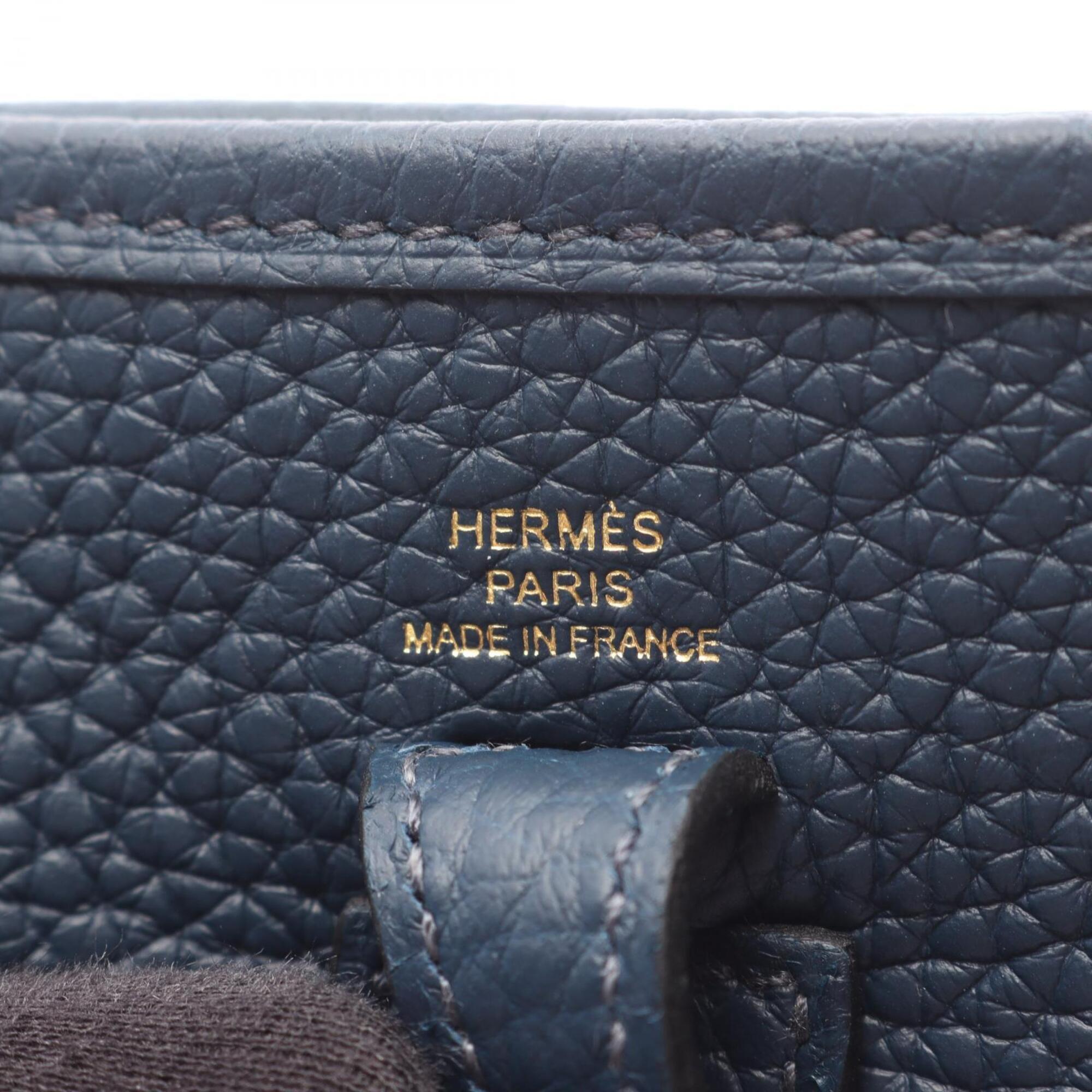 Hermes Blue Taurillon Clemence Leather Handbag Shoulder Bag (Pre-Owned)
