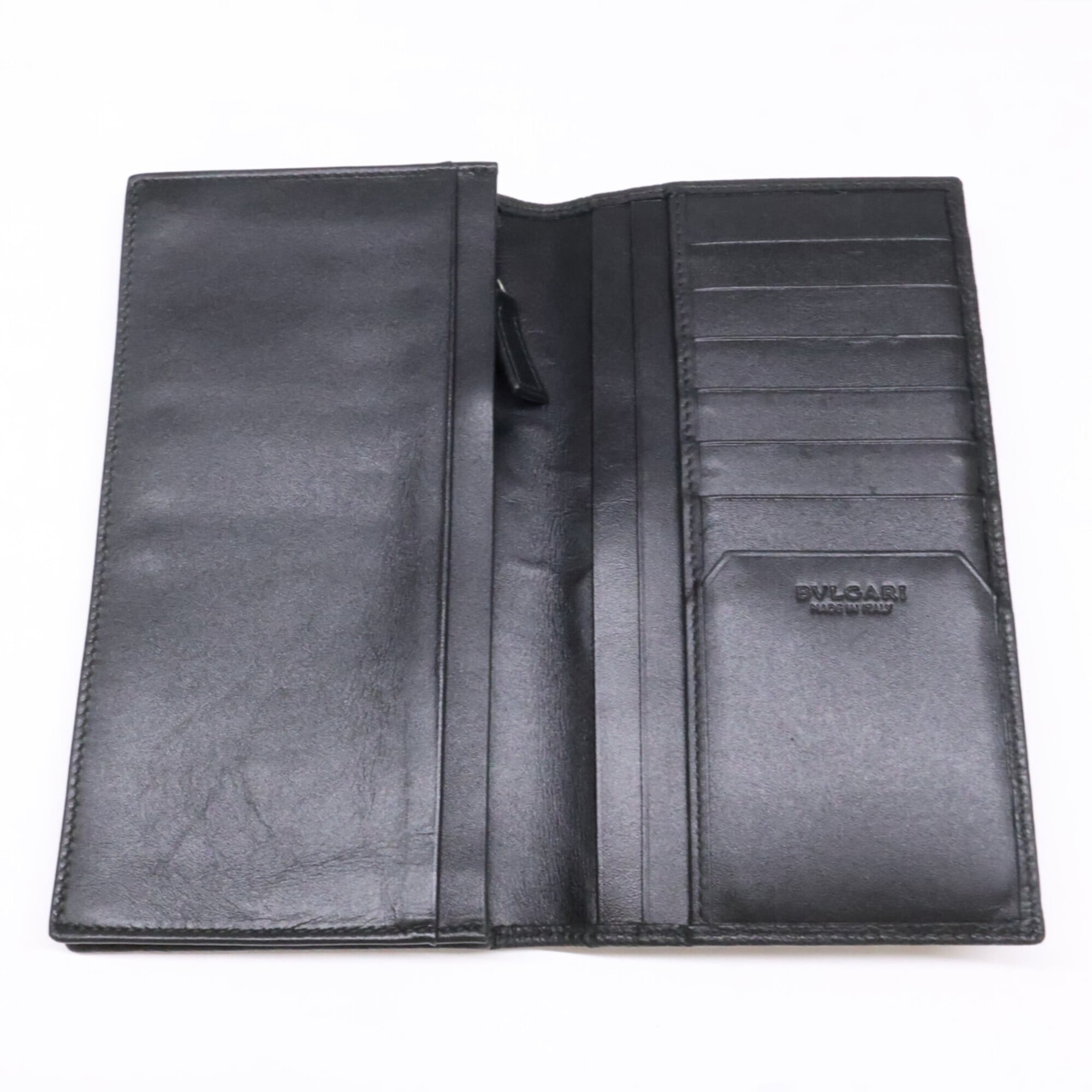 Bvlgari Black Leather Long Wallet (Bi-Fold) (Pre-Owned)