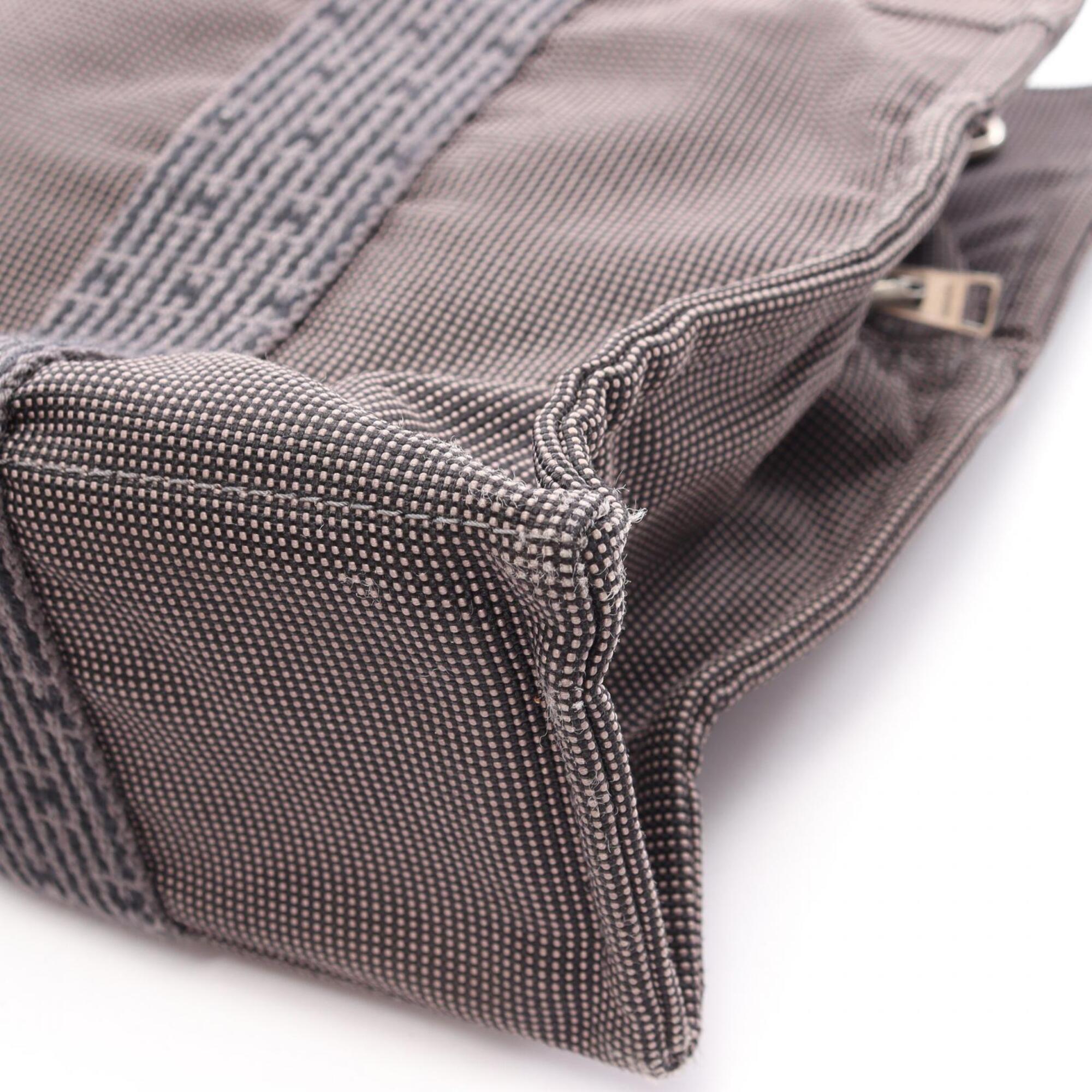 Hermes Gray Nylon Canvas Handbag Tote Bag (Pre-Owned)