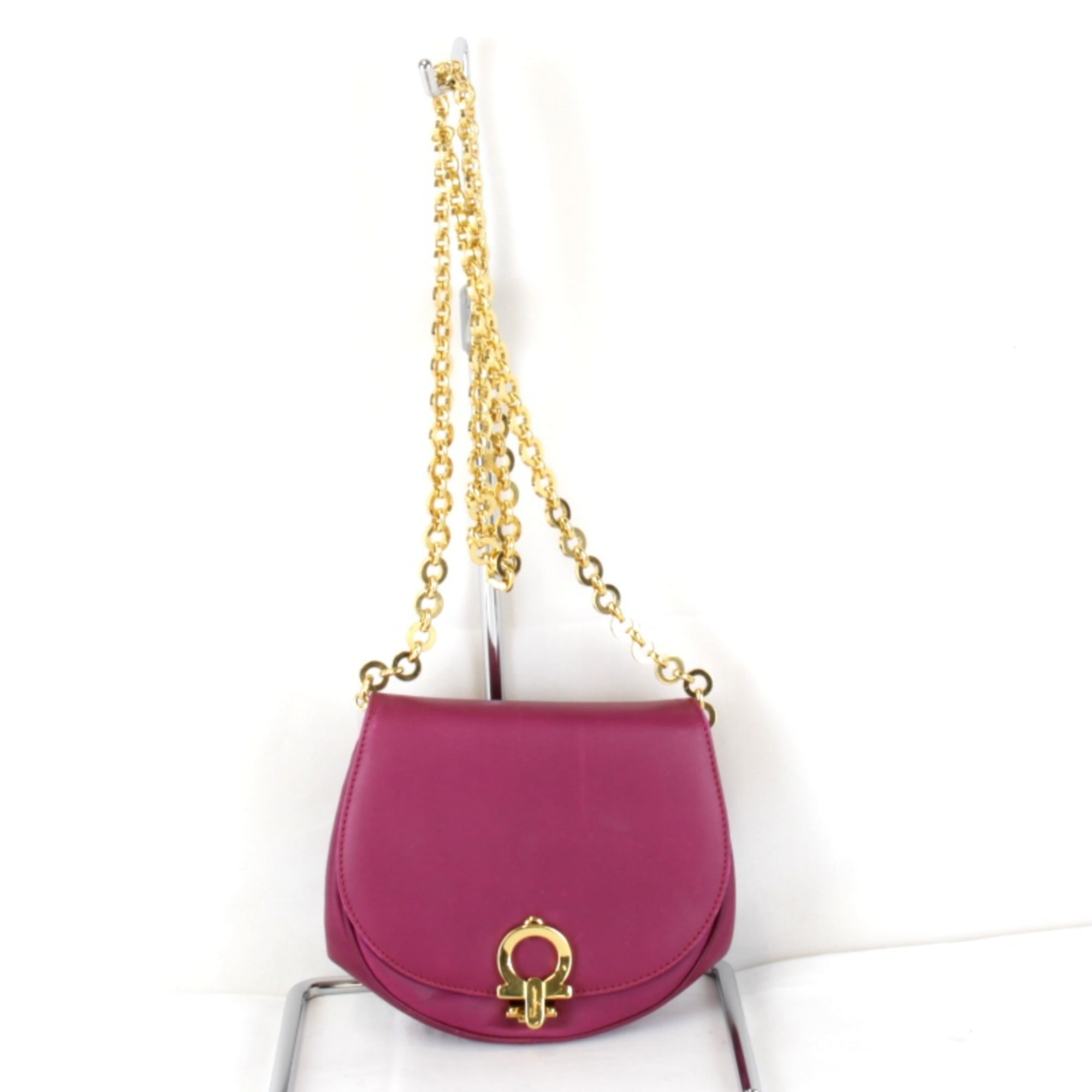 Salvatore Ferragamo Gancini Purple Leather Shoulder Bag (Pre-Owned)