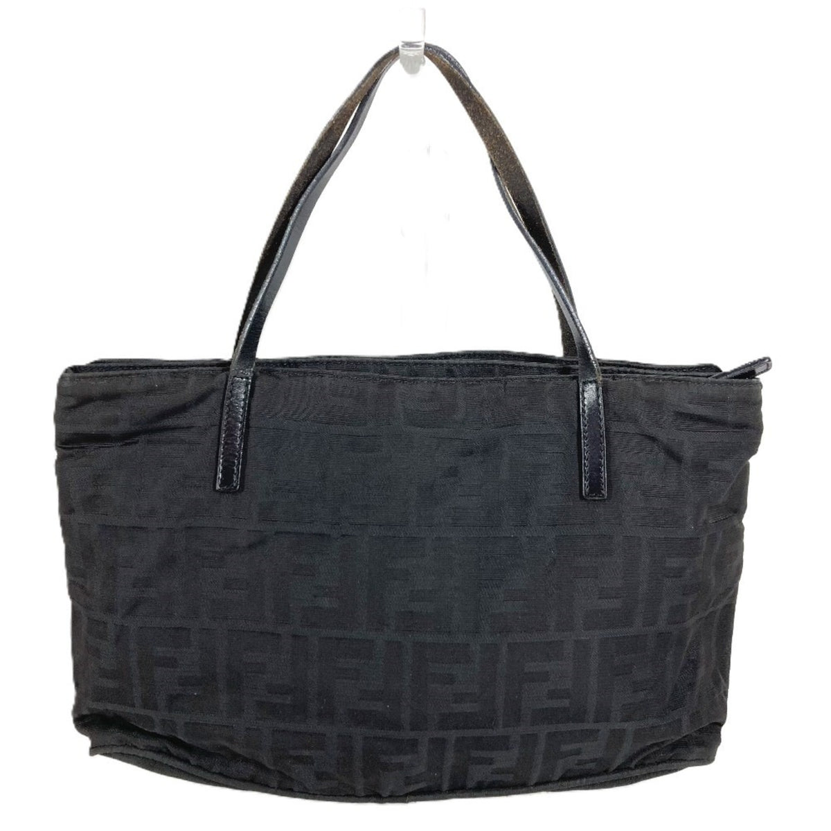 Fendi Black Leather Nylon Handbag Tote Bag (Pre-Owned)