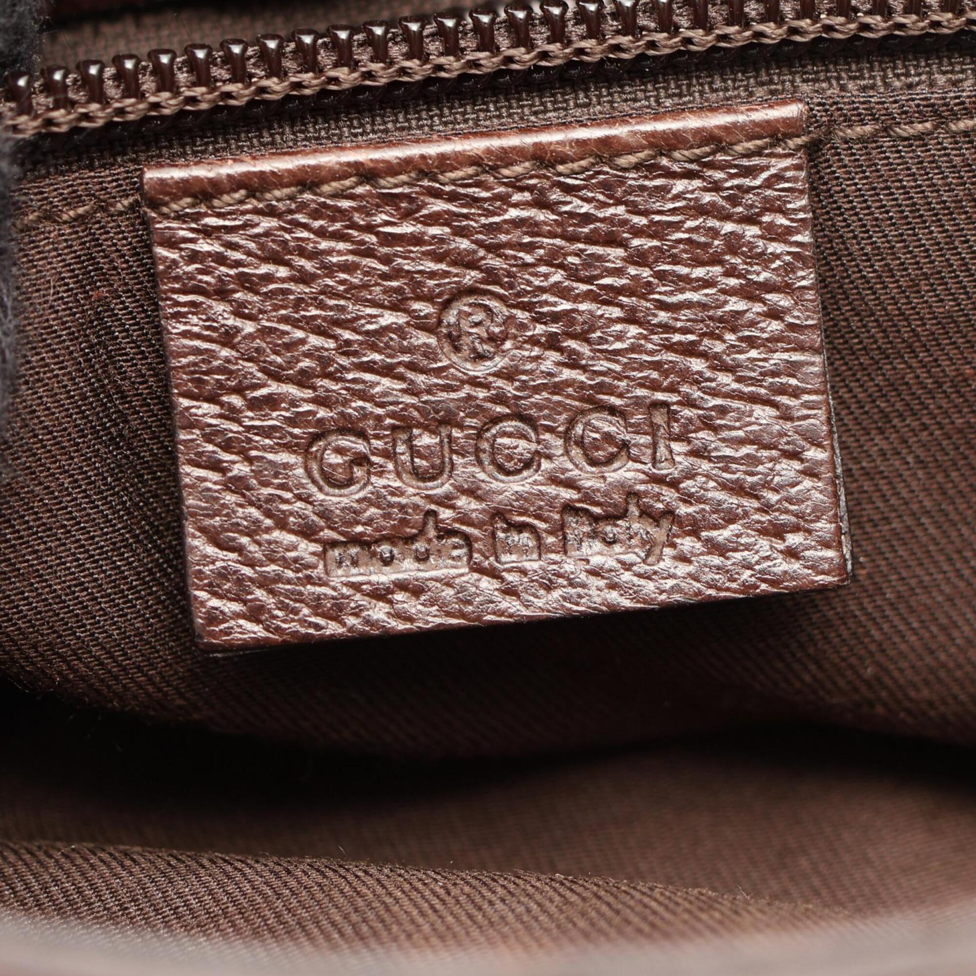 Gucci Gg Canvas Beige Brown Gg Canvas Leather Handbag Shoulder Bag (Pre-Owned)
