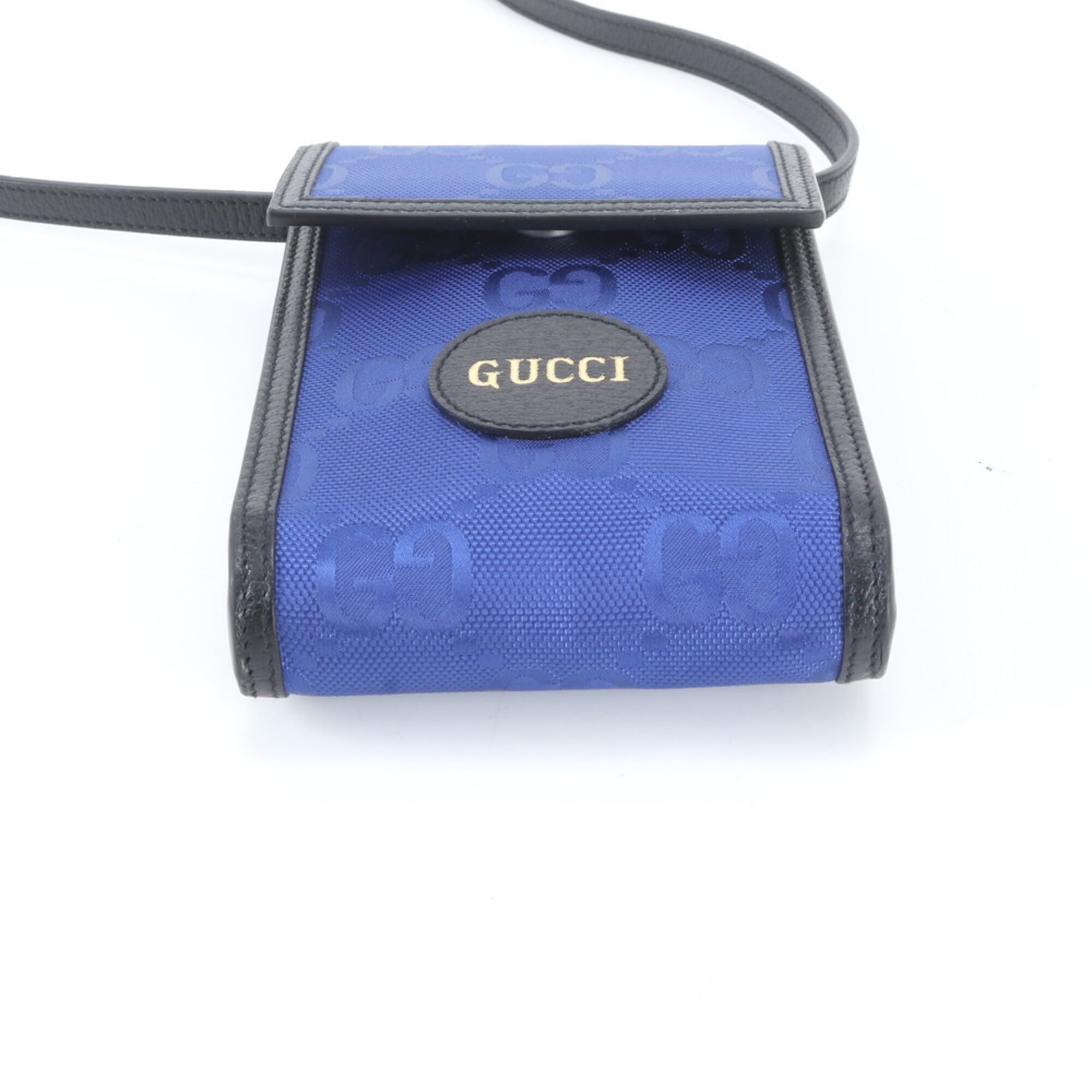 Gucci Black Blue Nylon Leather Shoulder Bag (Pre-Owned)