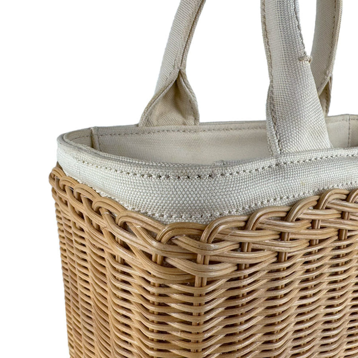 Prada Ivory Canvas Handbag Shoulder Bag (Pre-Owned)