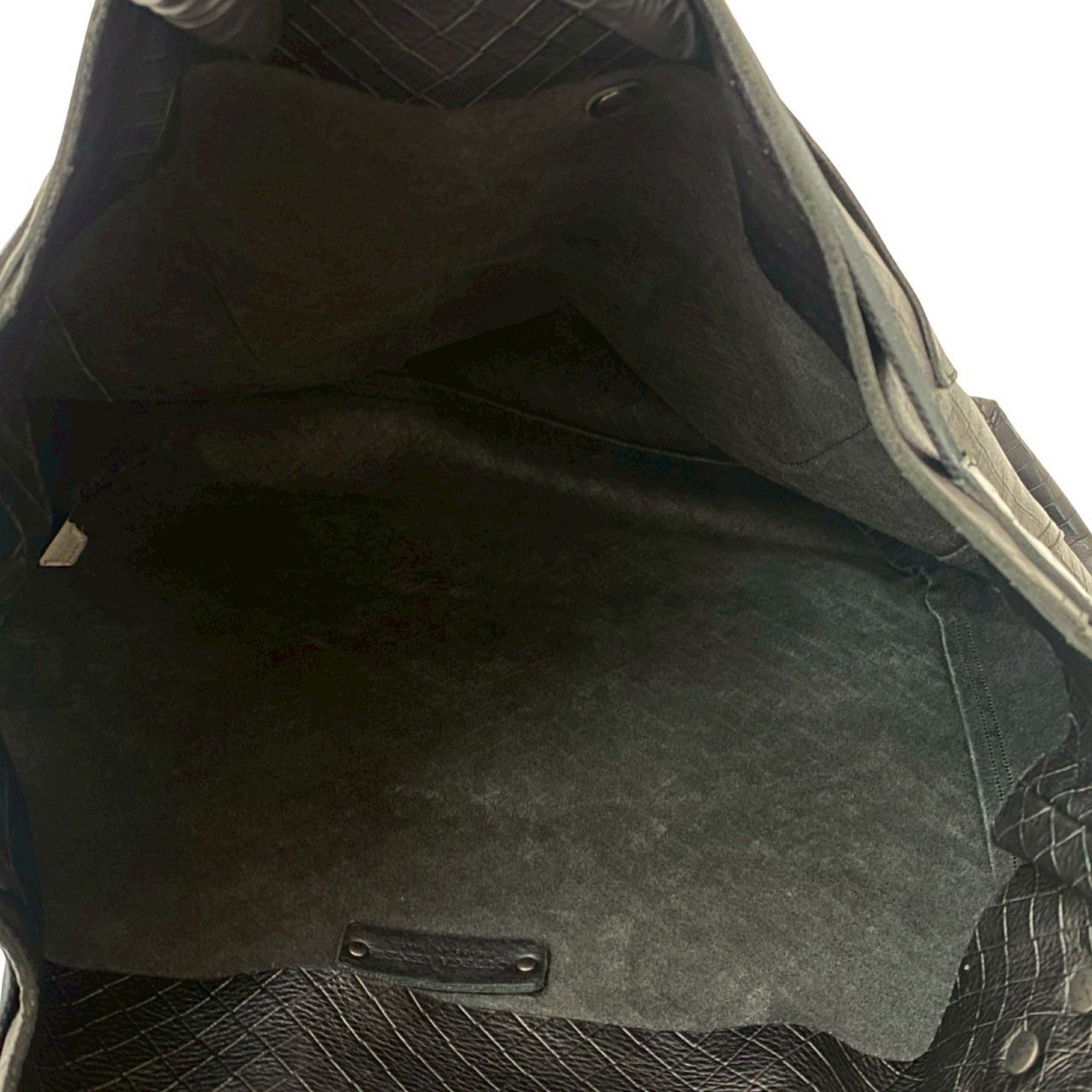 Bottega Veneta Black Leather Shoulder Bag Tote Bag (Pre-Owned)