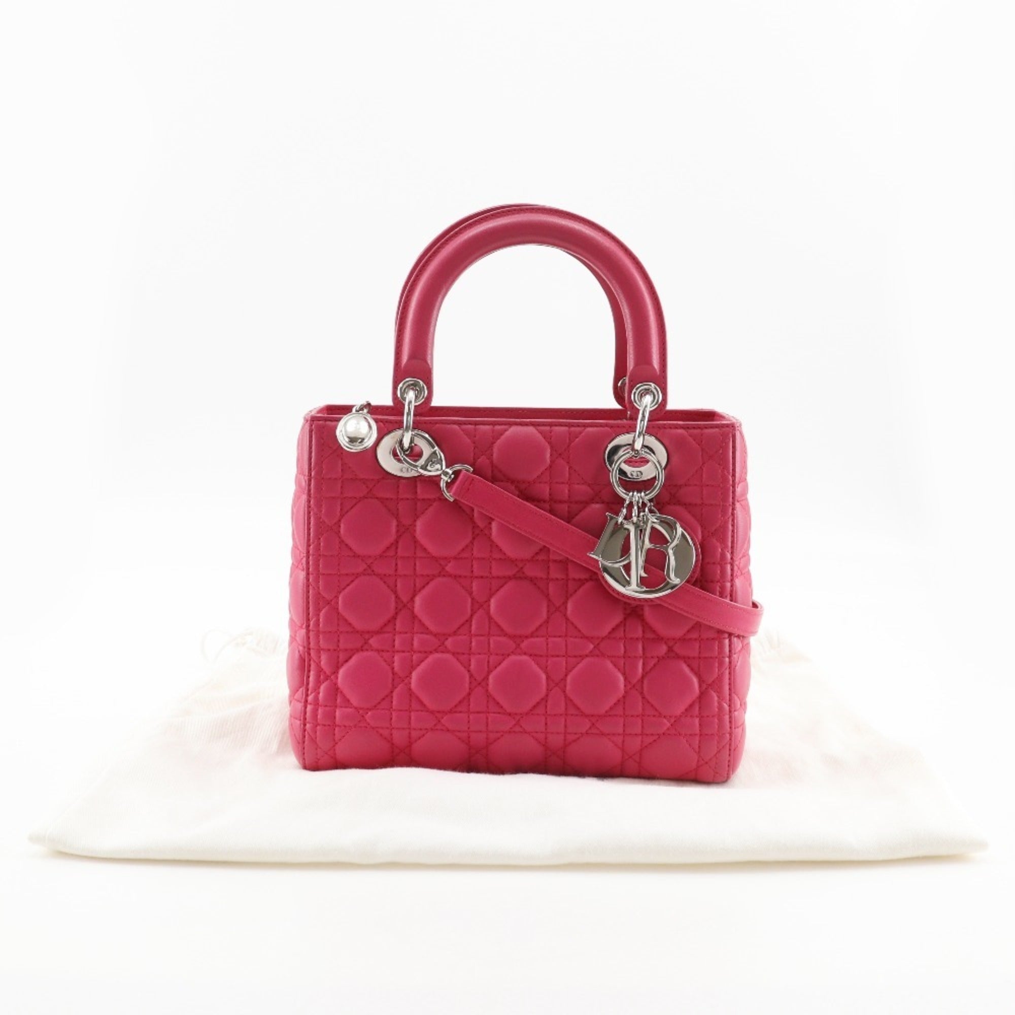 Christian Dior Lady Dior Pink Leather Handbag (Pre-Owned)