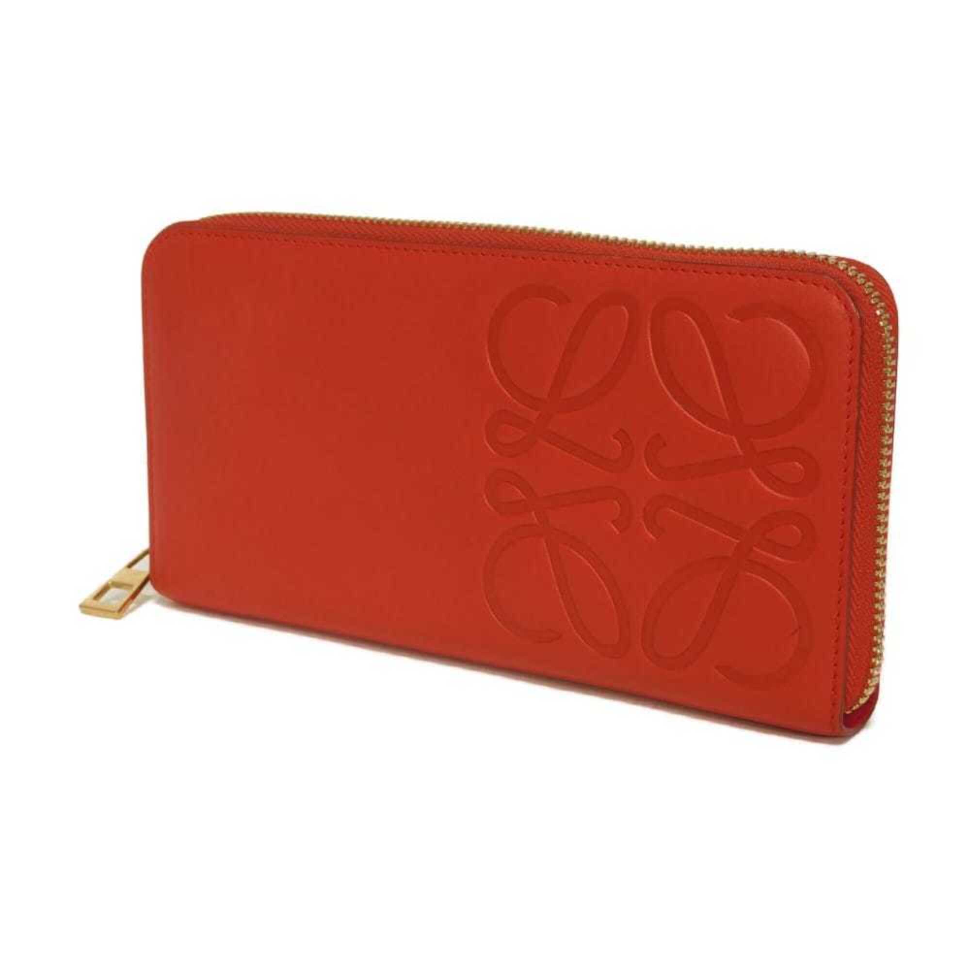 Loewe Red Color Leather Long Wallet (Bi-Fold) (Pre-Owned)