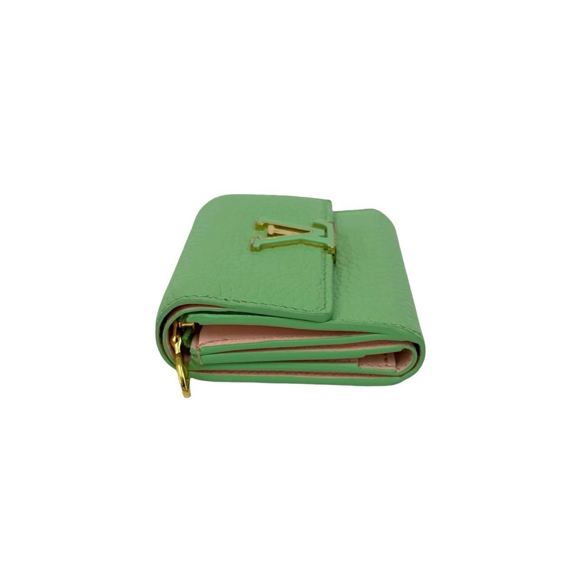 Louis Vuitton Green Pink Leather Wallet (Tri-Fold) (Pre-Owned)