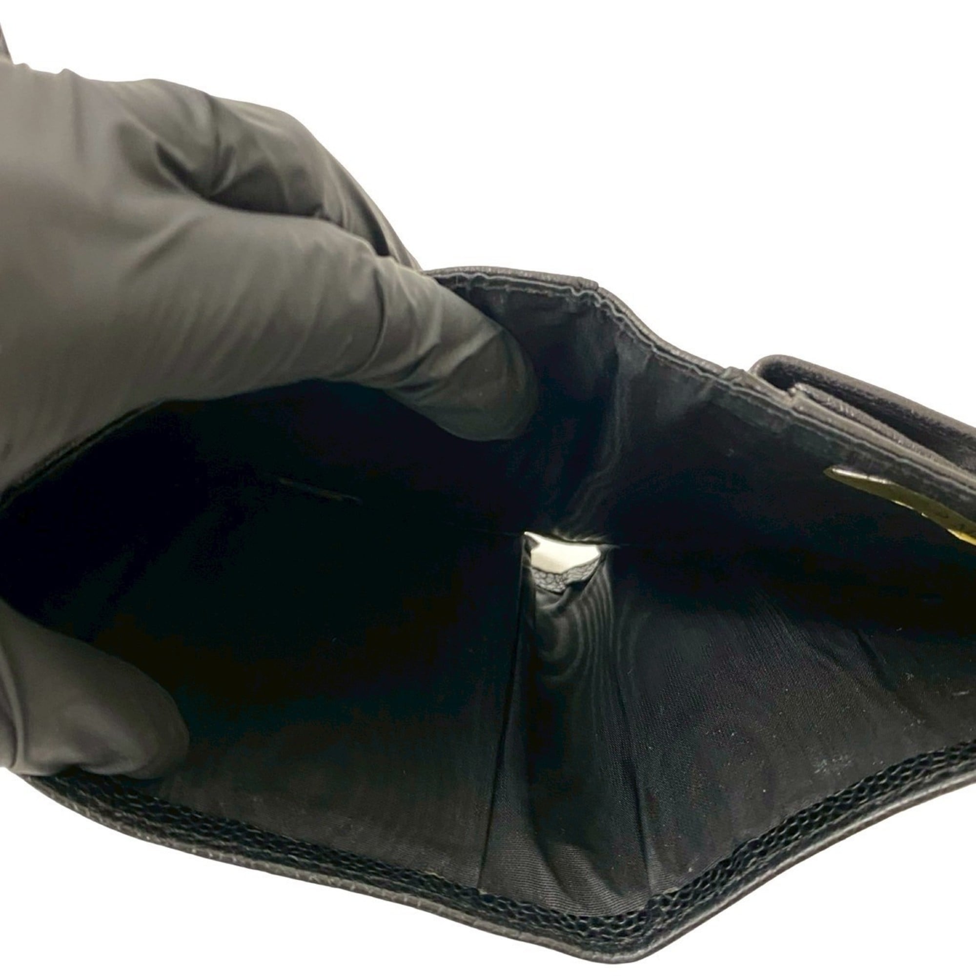 Chanel Black Grained Calfskin Wallet (Tri-Fold) (Pre-Owned)