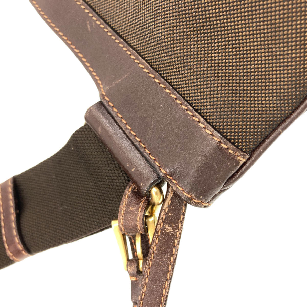 Prada Dark Brown Canvas Leather Shoulder Bag (Pre-Owned)