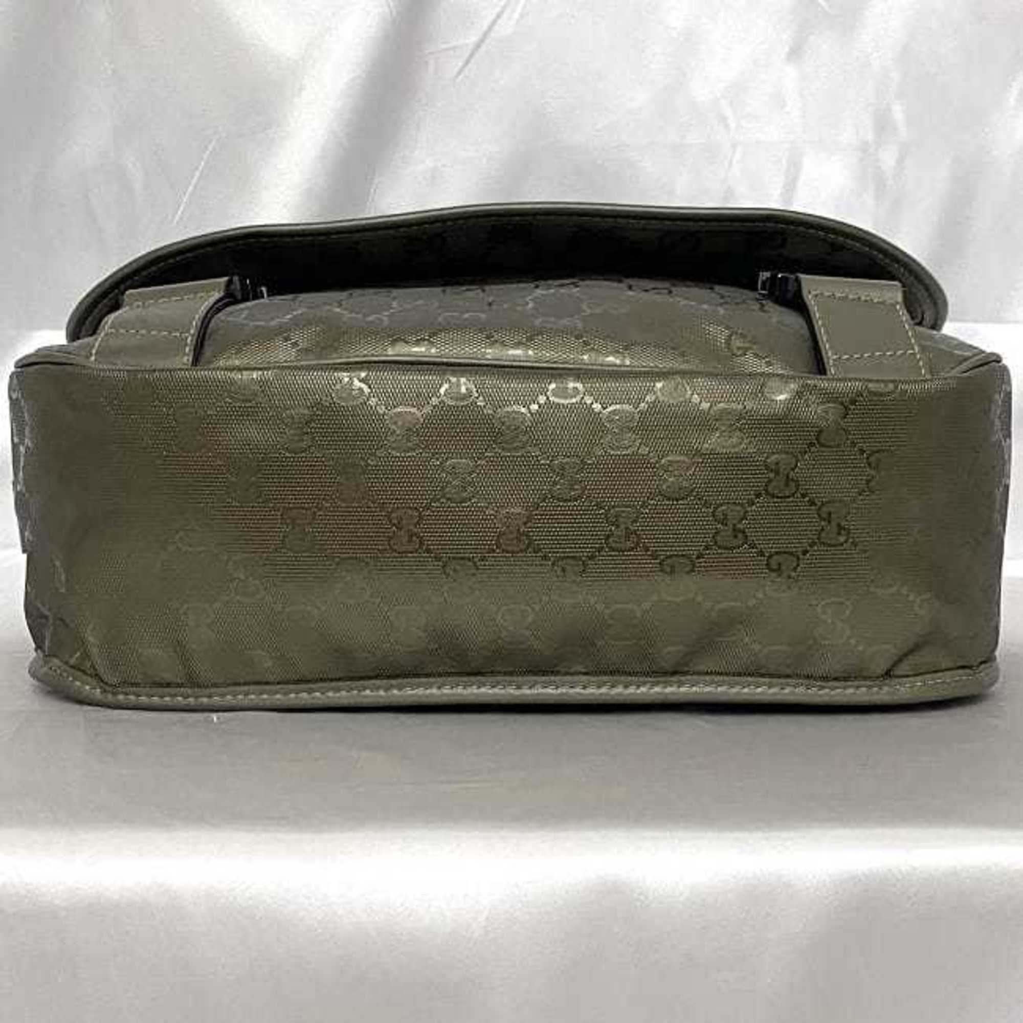 Gucci Green Khaki Coated Canvas Shoulder Bag (Pre-Owned)