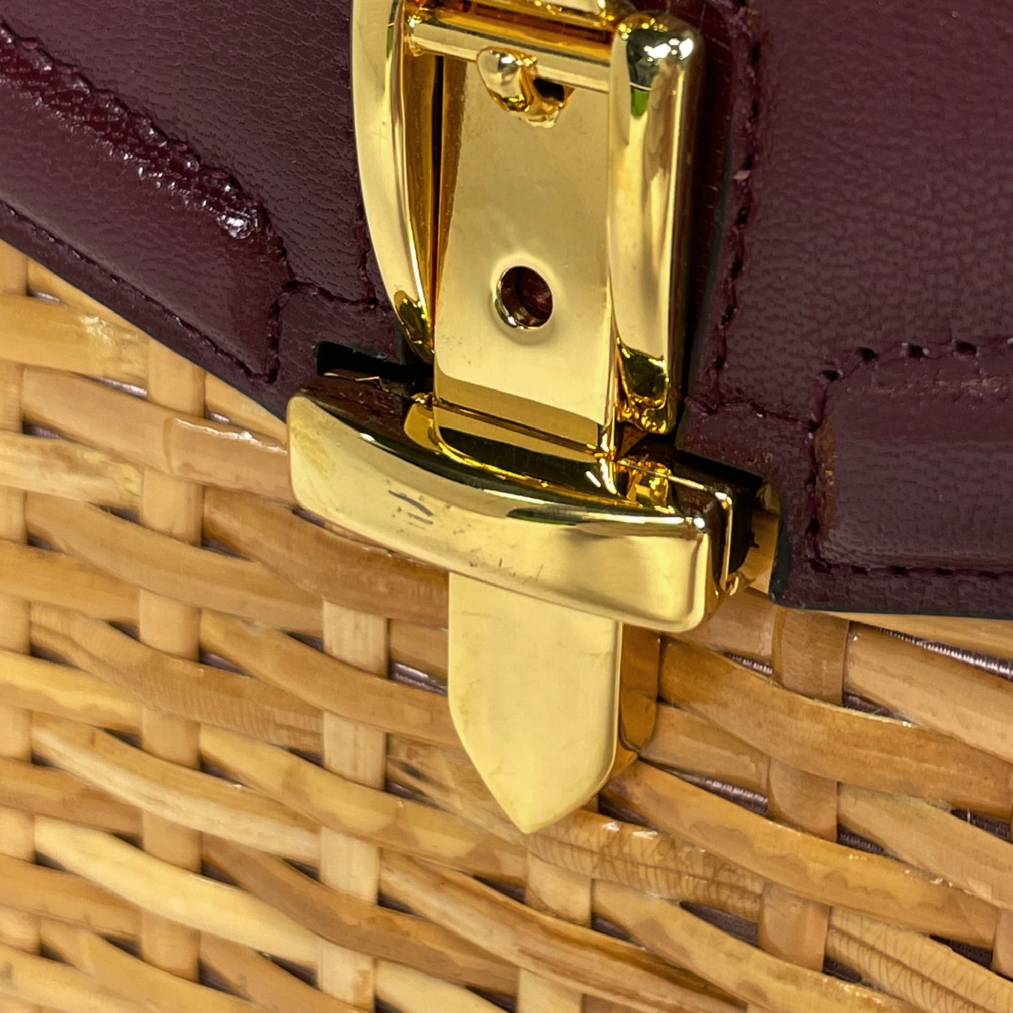 Gucci Beige Bordeaux Leather Handbag Shoulder Bag (Pre-Owned)