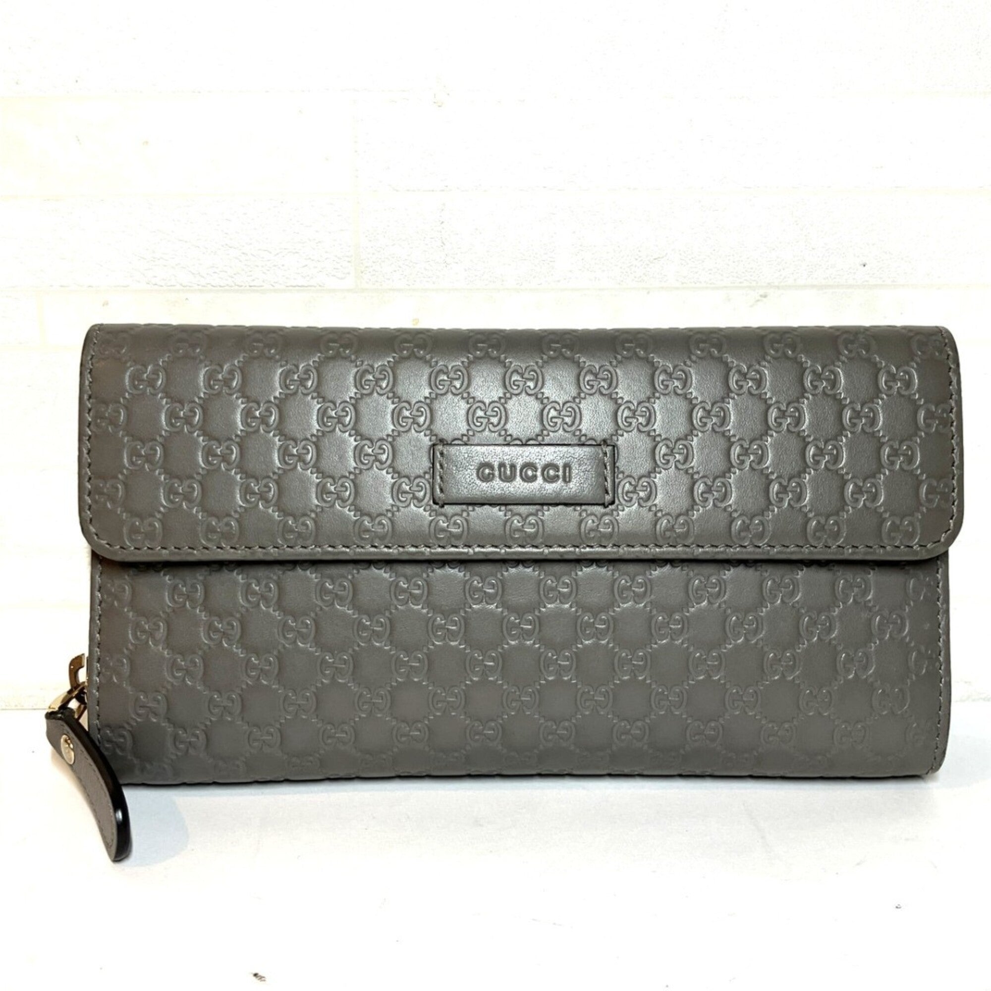 Gucci Gray Leather Long Wallet (Bi-Fold) (Pre-Owned)
