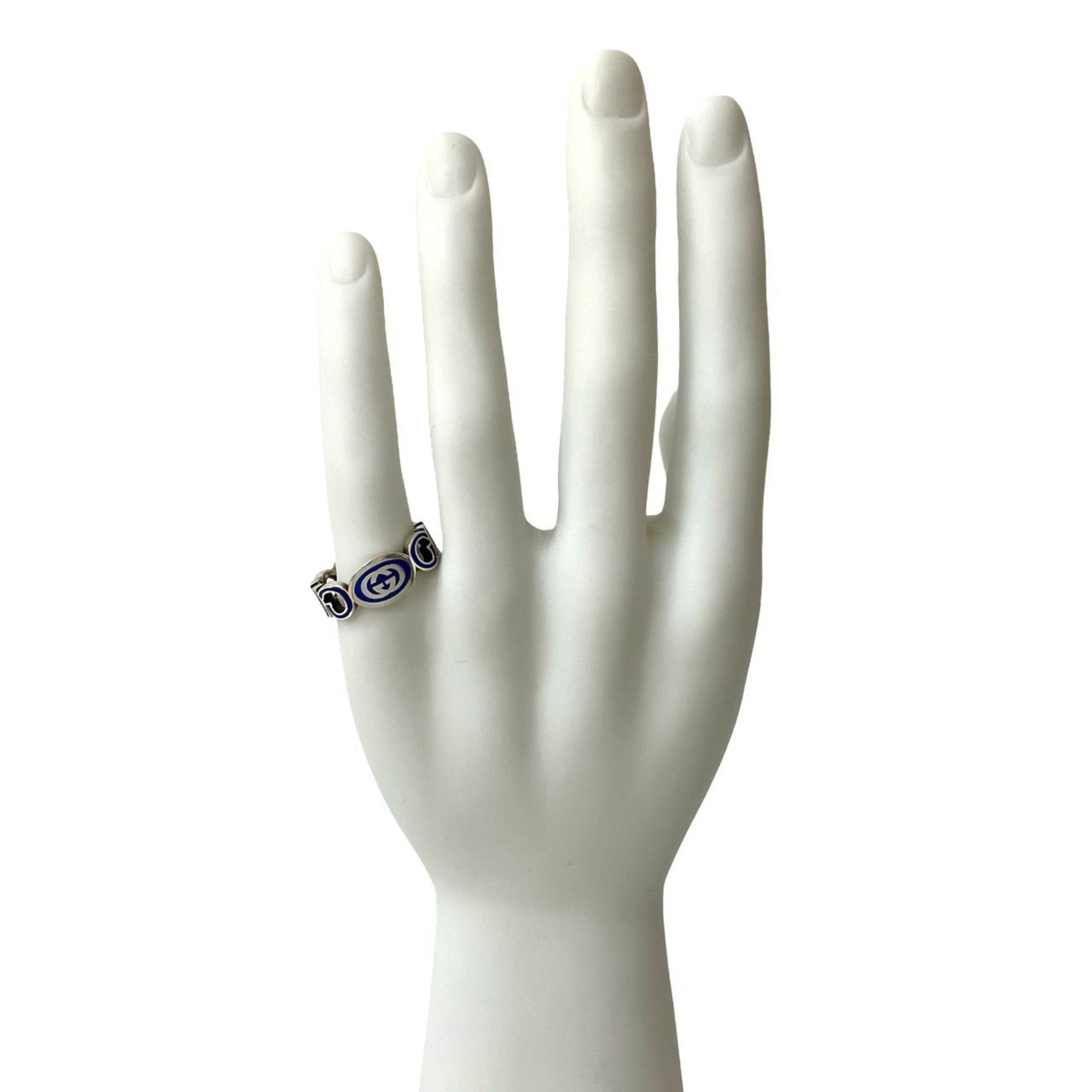 Gucci Silver Blue Silver 925 Band Ring (Pre-Owned)