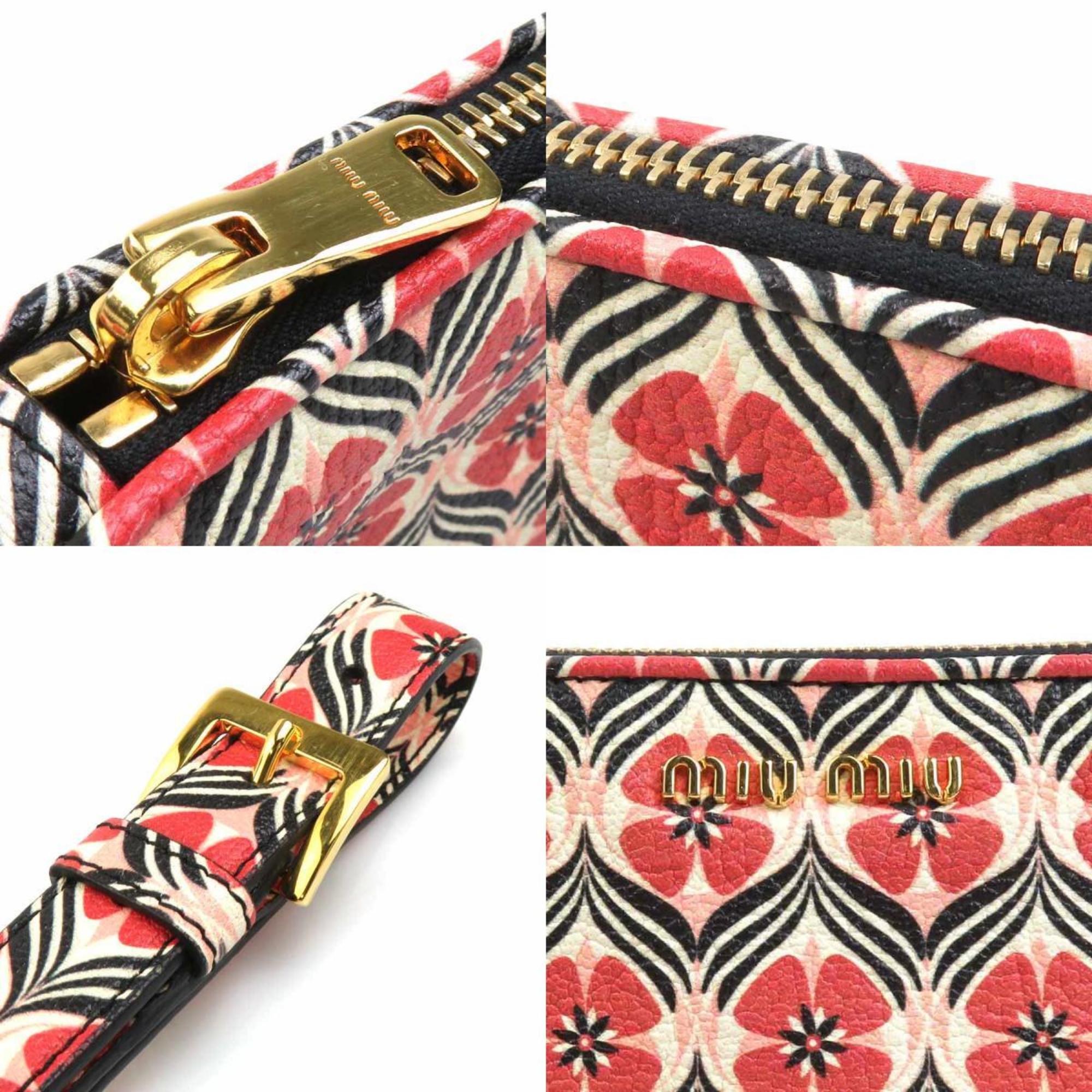 Miu Miu Multi-Color Red Color Leather Clutch Bag (Pre-Owned)