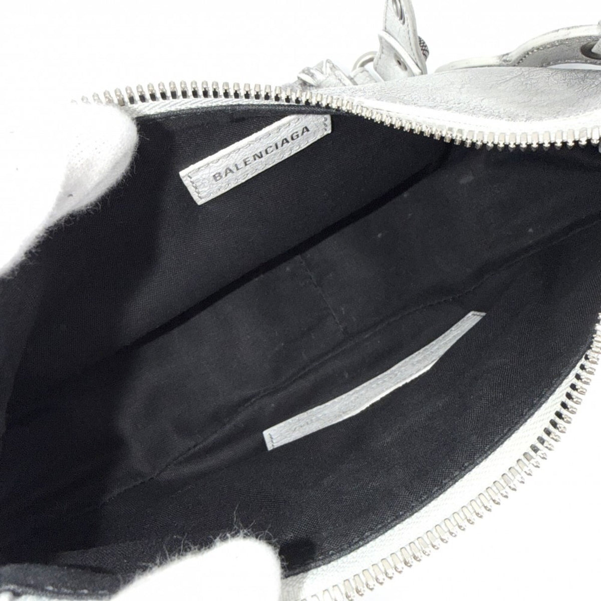 Balenciaga Gray White Leather Shoulder Bag (Pre-Owned)